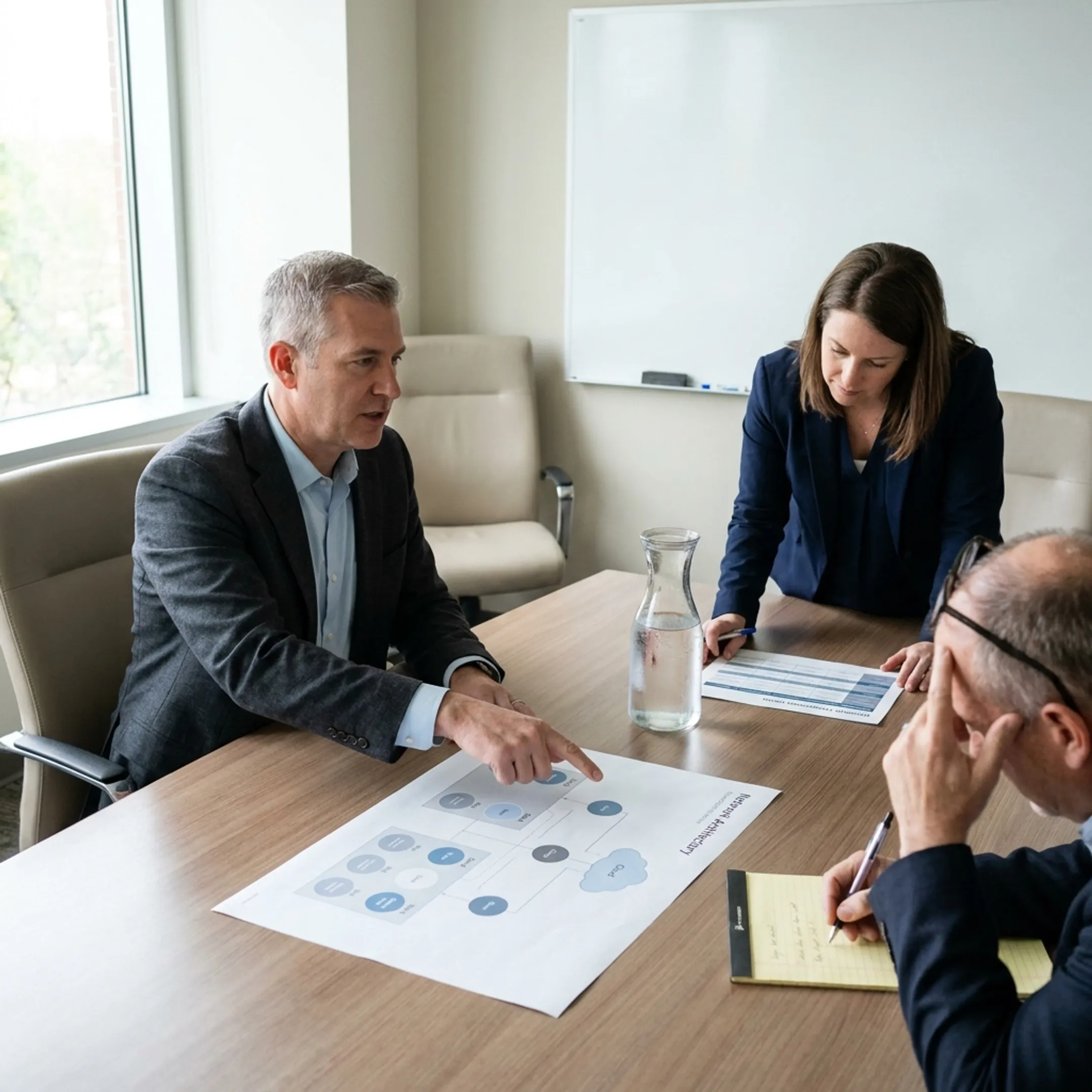 Advisor presenting a business network strategy to clients
