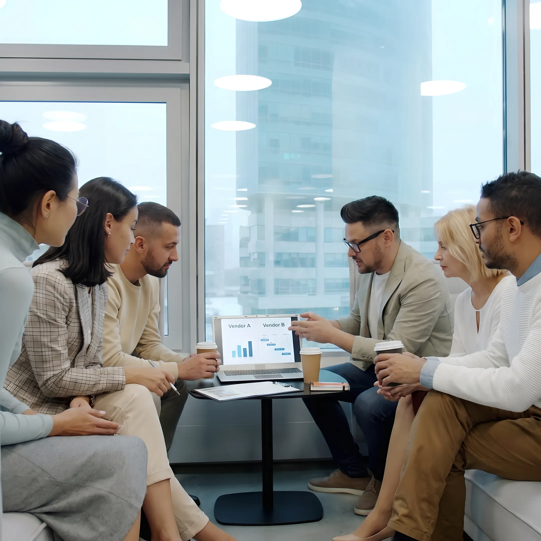 Technology strategist presenting vendor comparison options