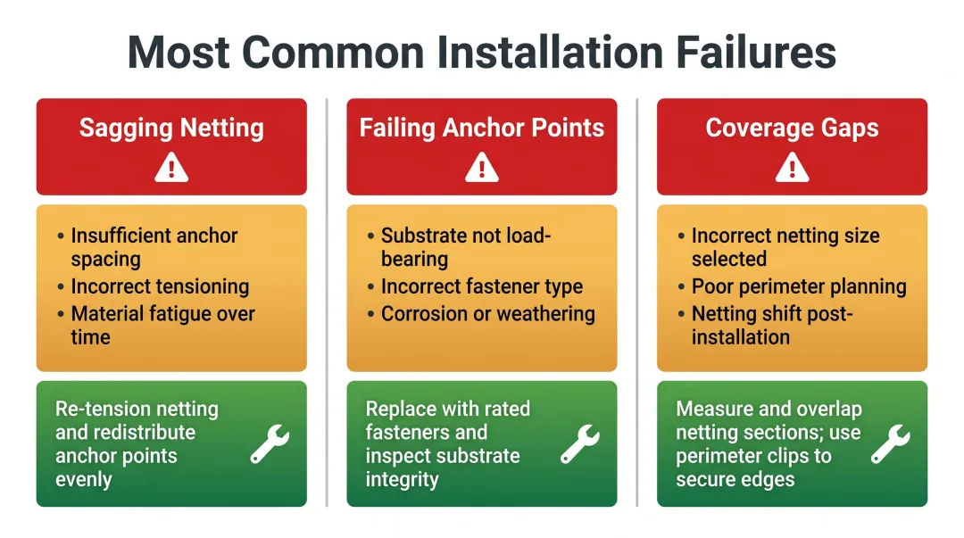 Three common baseball netting installation problems causes and fixes comparison