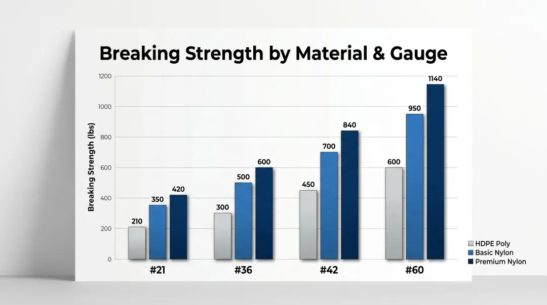 Nylon versus HDPE poly batting cage net tensile strength comparison by gauge