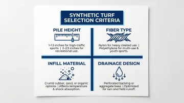 Four key synthetic turf selection factors pile height fiber type infill drainage design