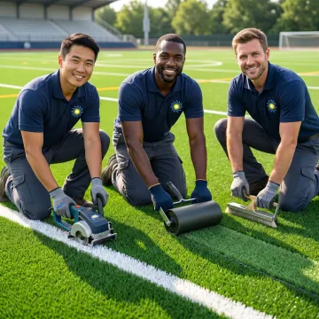 Artificial turf installation on a sports facility