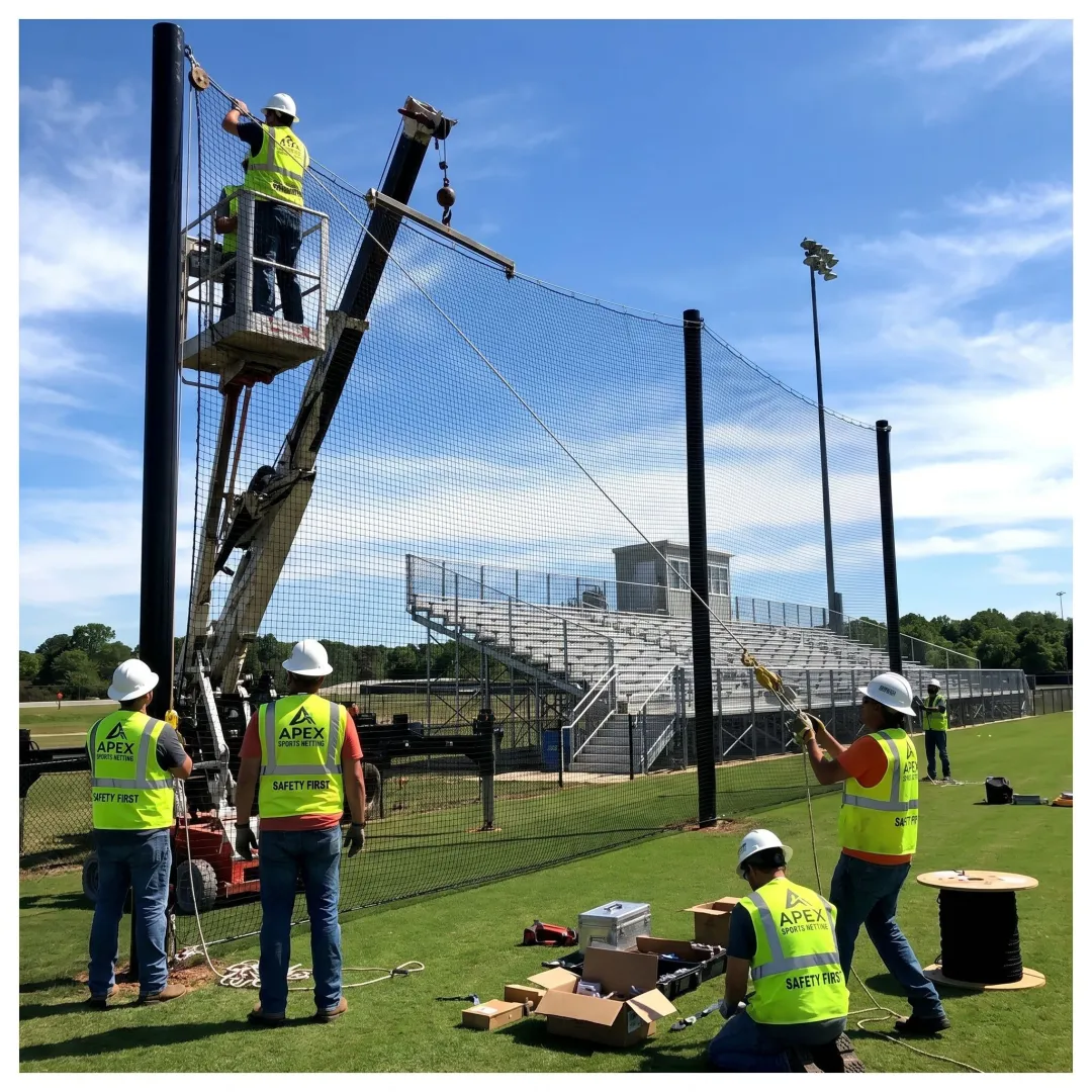 Sports netting system installed for safety and ball containment