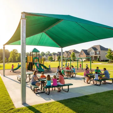 Commercial shade structure installed at an outdoor facility
