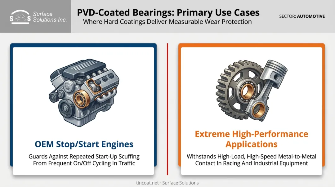 OEM stop-start engines versus high-performance bearing coating applications comparison