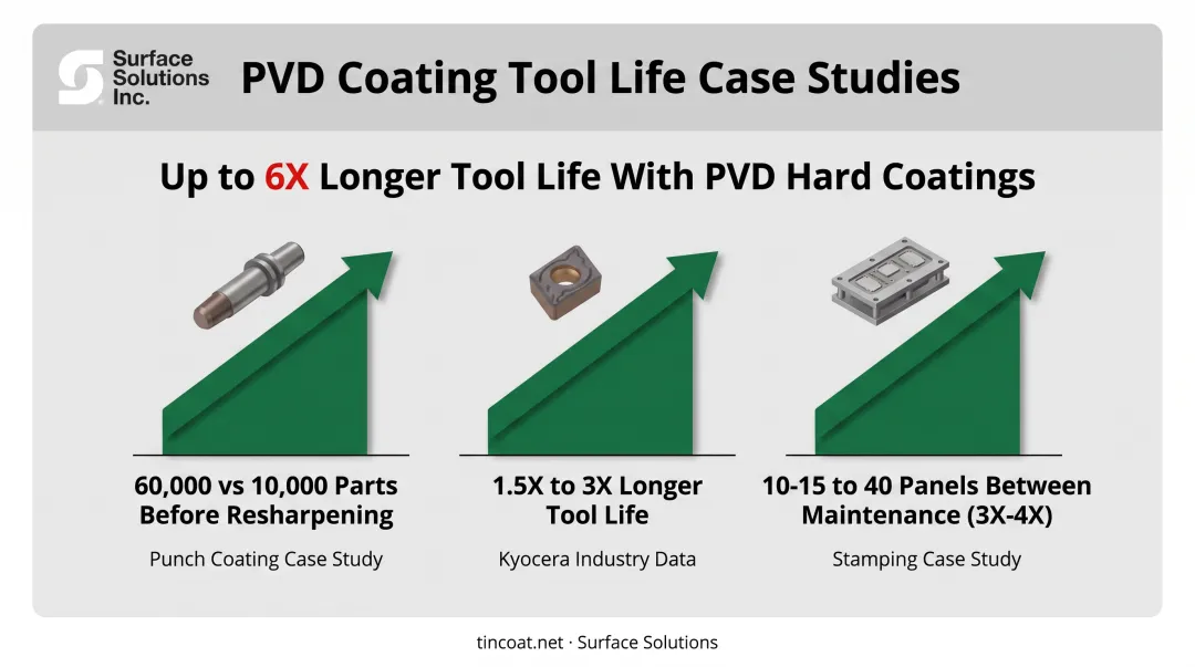 PVD ion plating tool life improvement statistics comparison chart
