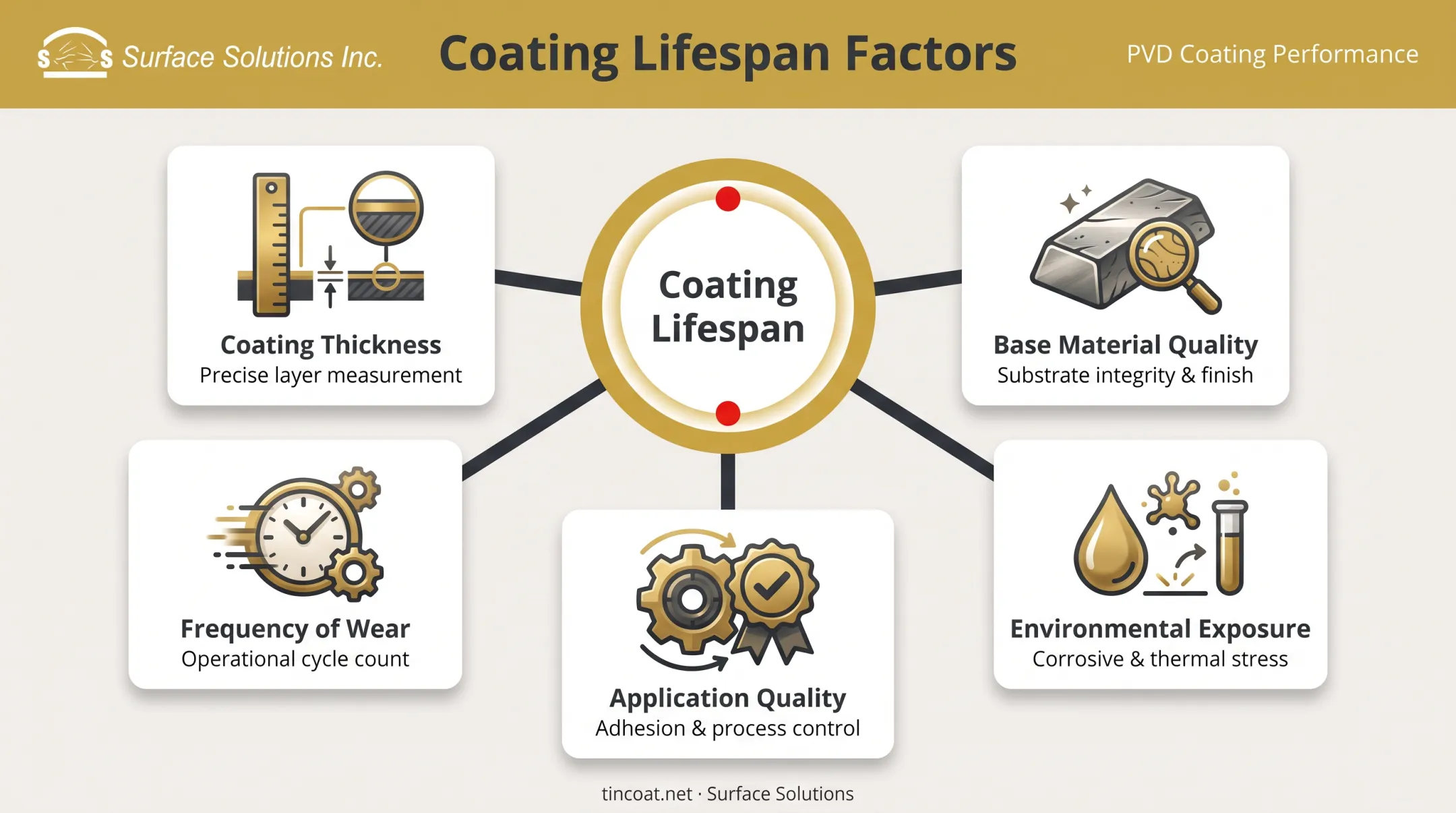 Five factors affecting gold PVD coating lifespan and durability