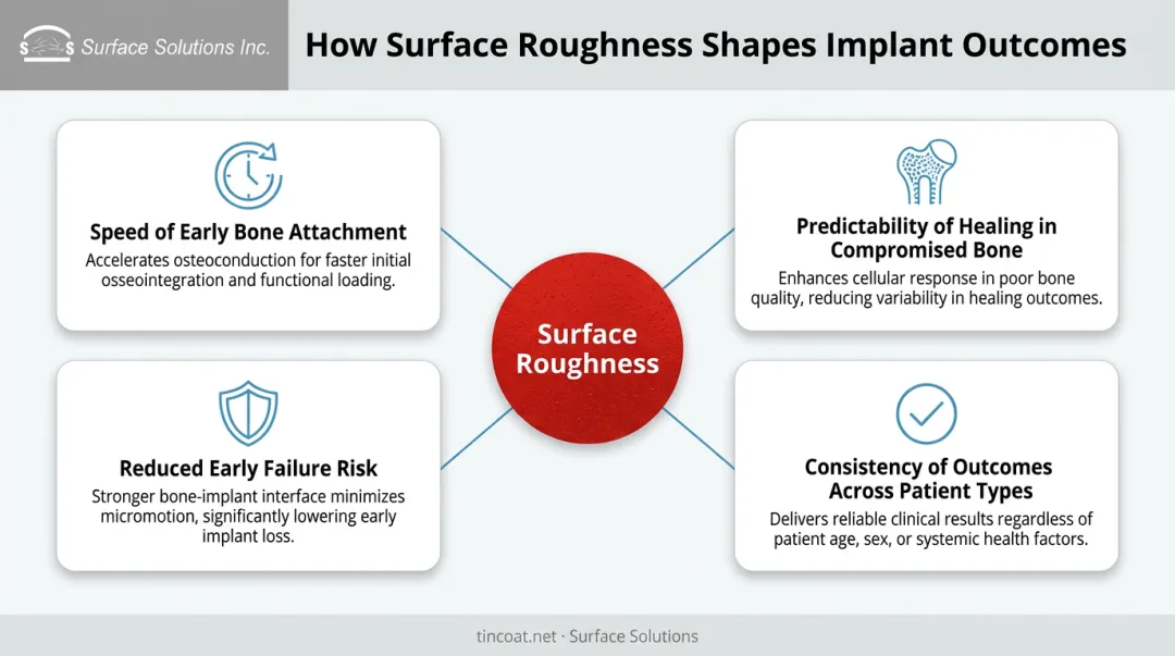 Four ways implant surface roughness impacts osseointegration outcomes