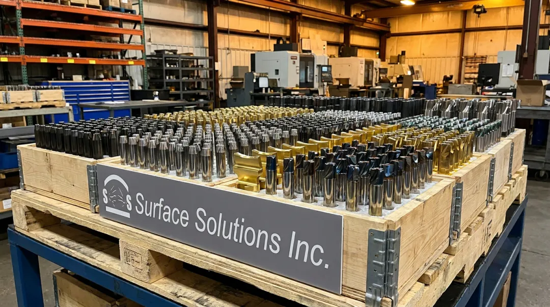 Surface Solutions PVD coated tooling showing CrN and Alpha coating production results