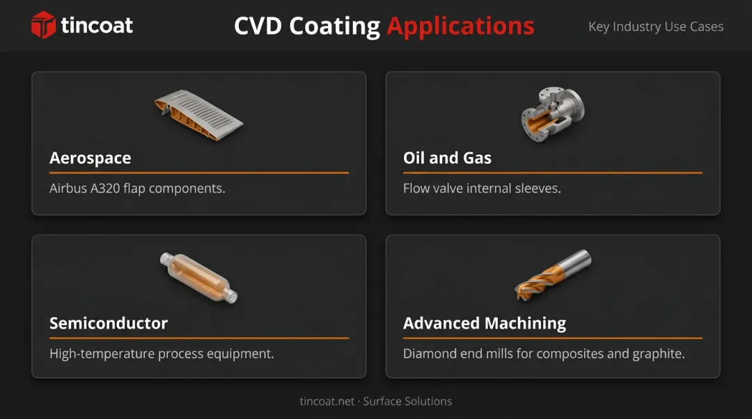 CVD coating industrial applications across aerospace oil gas and semiconductor sectors