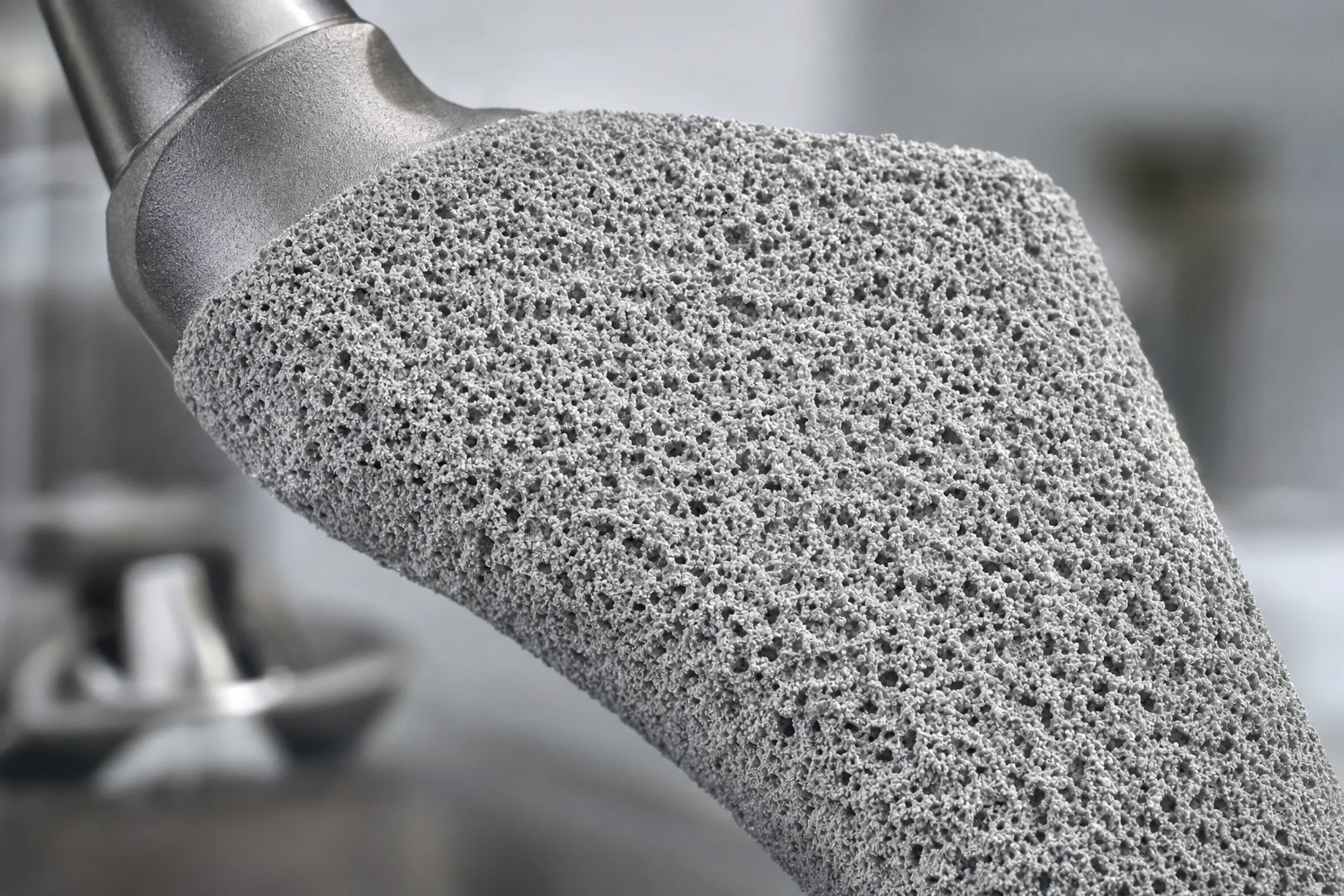 Hydroxyapatite coated orthopedic implant surface promoting bone cell integration