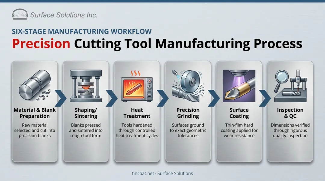 6-step high-precision cutting tool manufacturing process from material to inspection