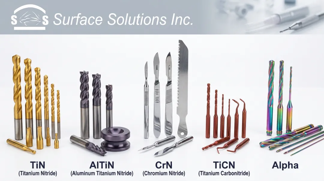 Surface Solutions PVD coating portfolio for medical manufacturing tooling TiN AlTiN CrN options