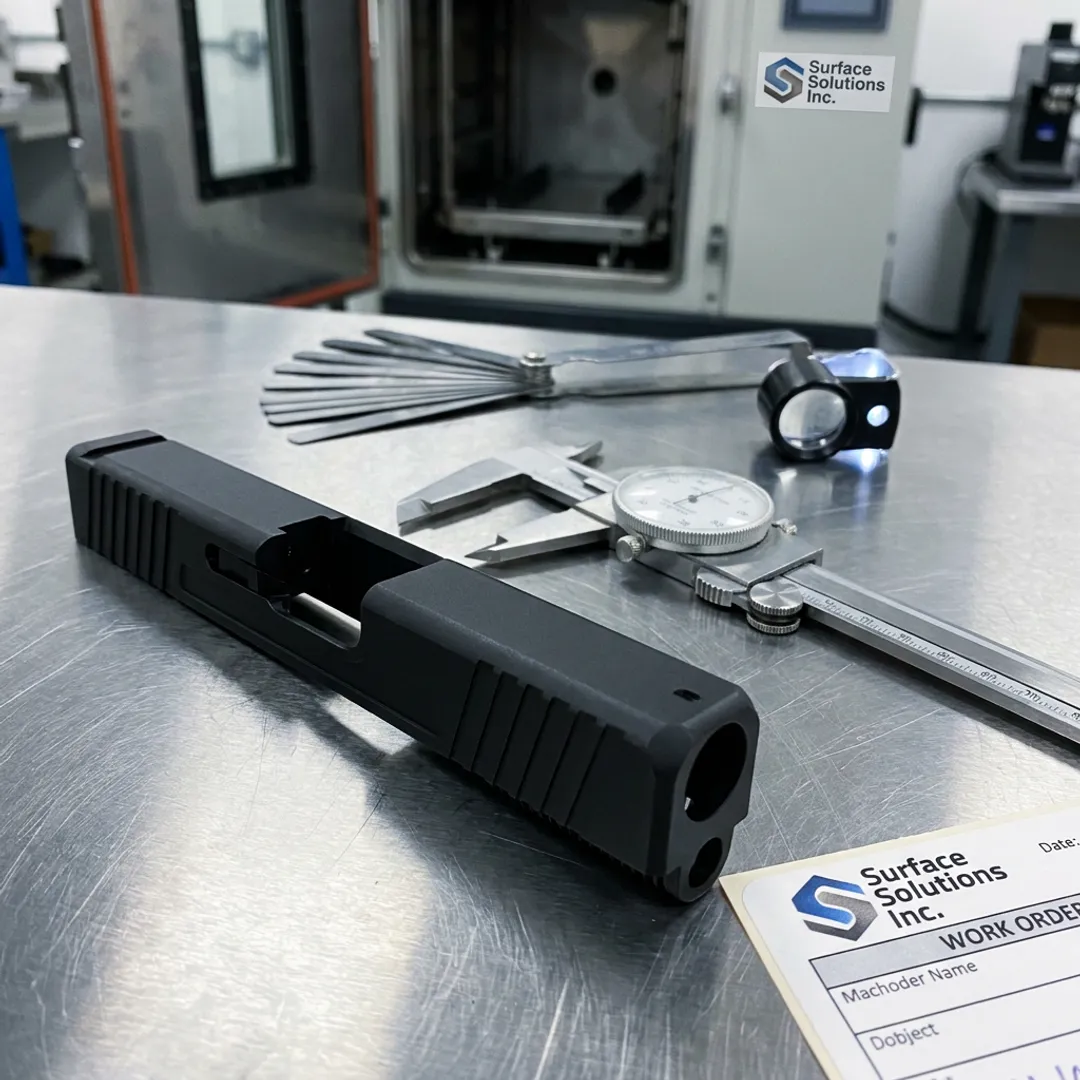 DLC coated firearm slide close-up