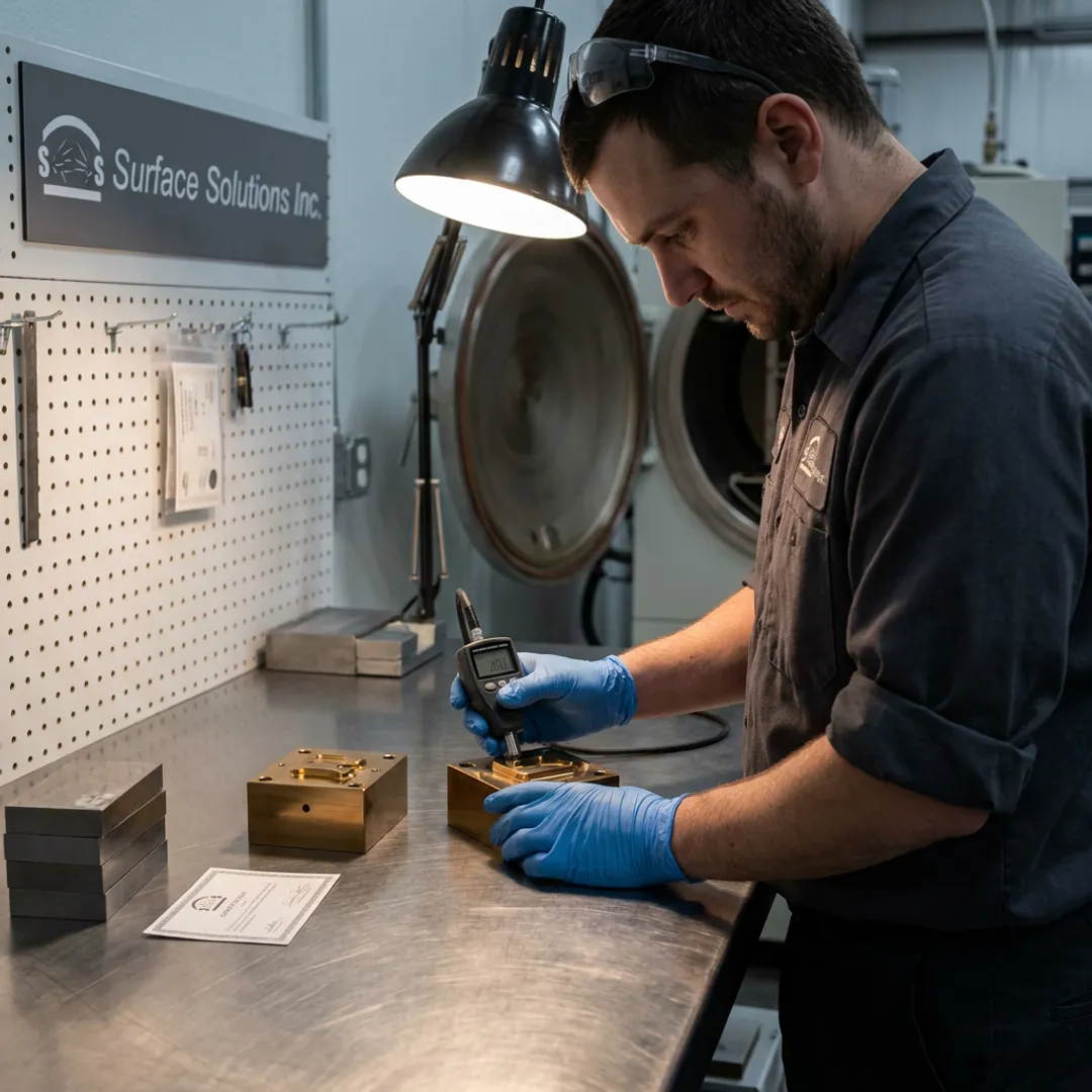 Coated die casting tooling inspected in a manufacturing shop