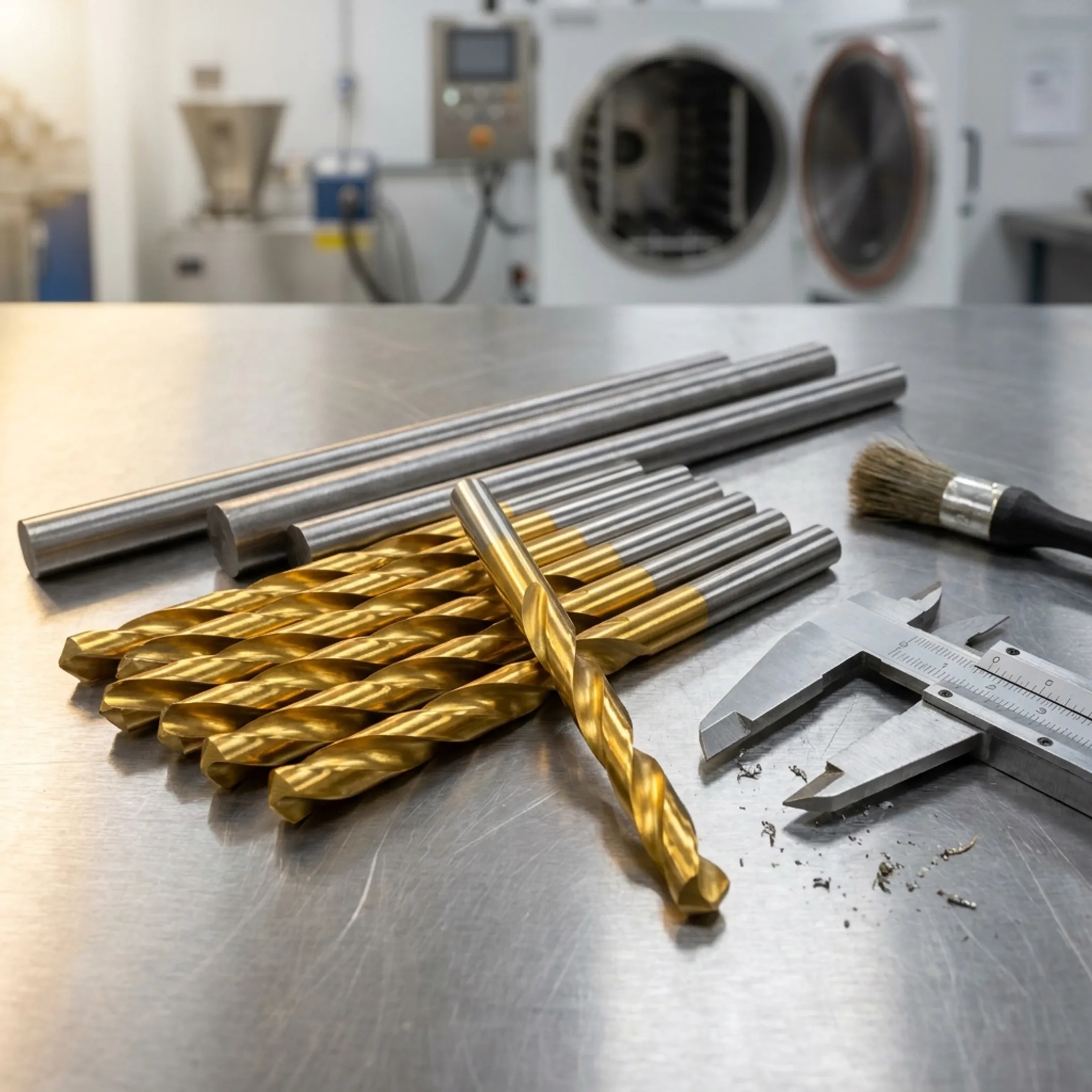 Gold TiN-coated drill bits for metal drilling
