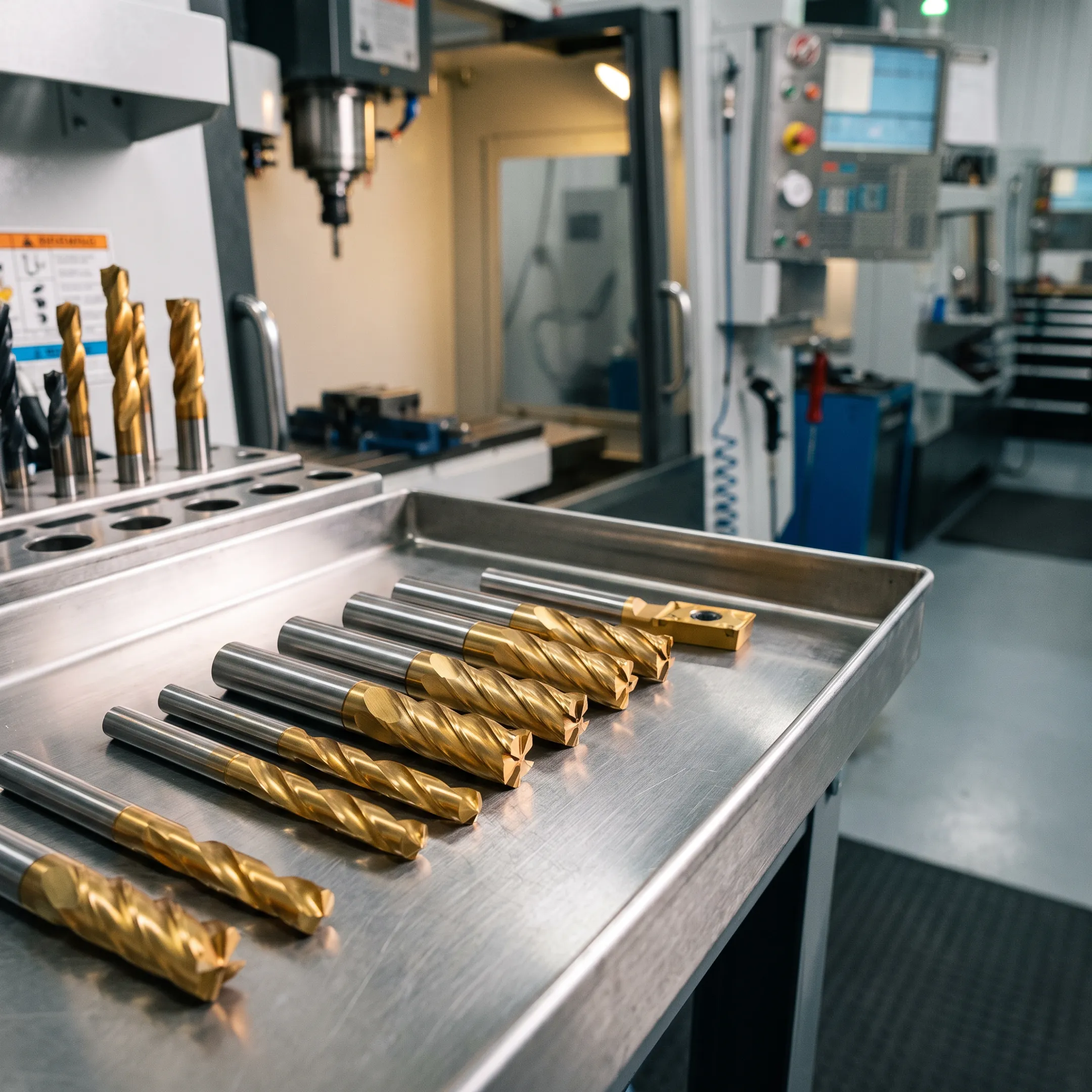 Titanium nitride coated cutting tools in a manufacturing facility