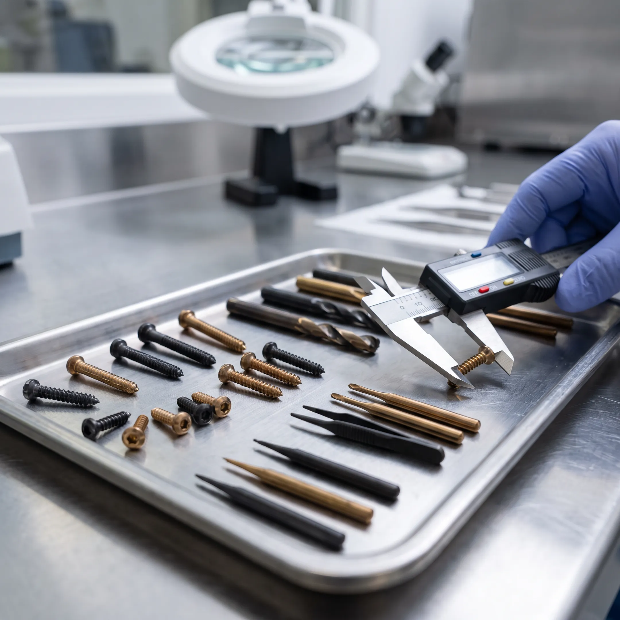PVD-coated medical device components arranged in a precision manufacturing environment