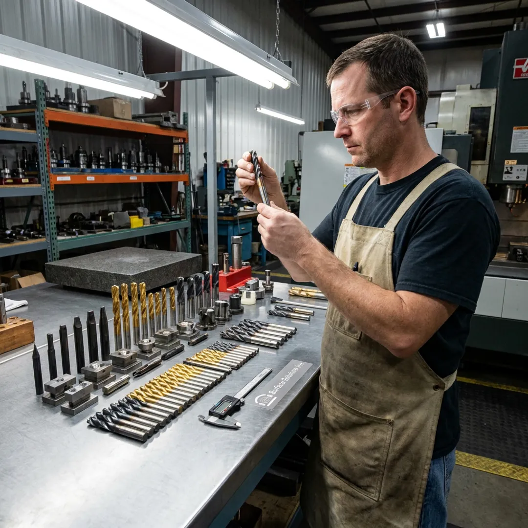 Technician inspecting coated precision tools