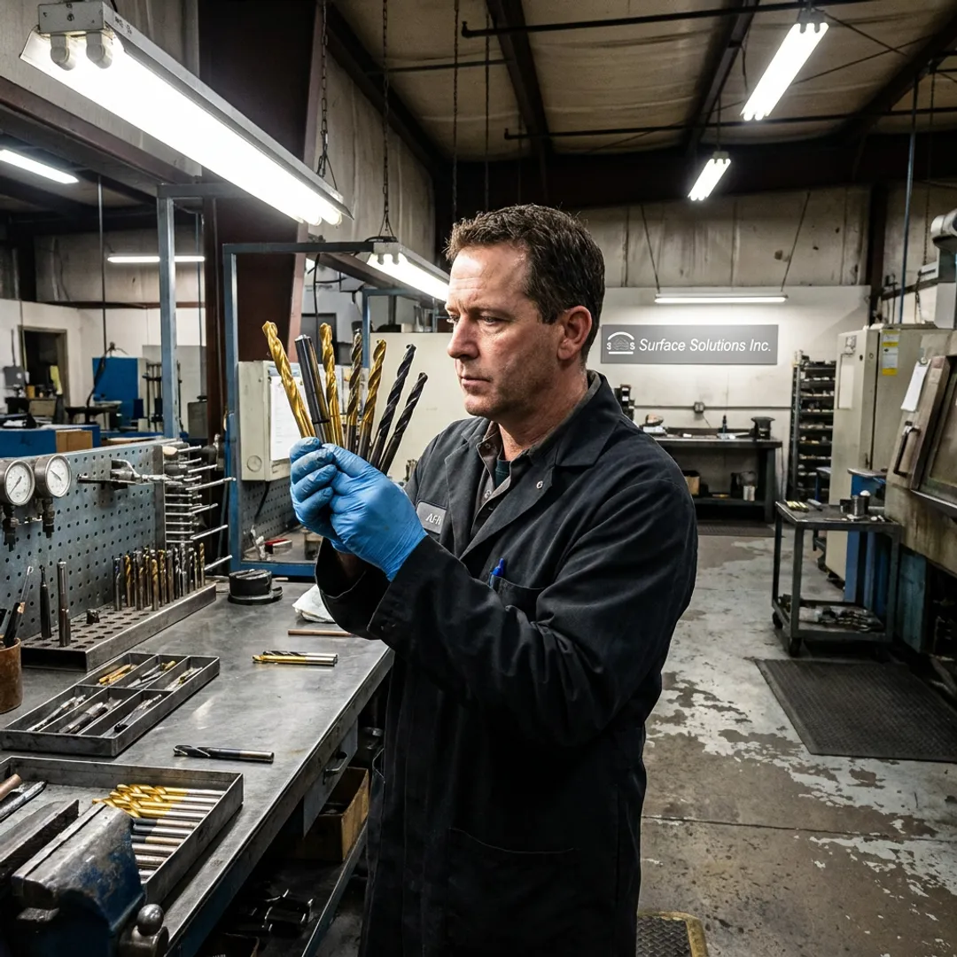 Technician inspecting PVD coated tools