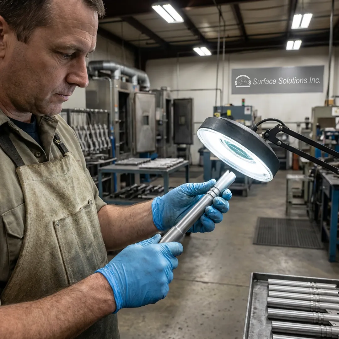 Technician preparing metal firearm barrel for PVD coating