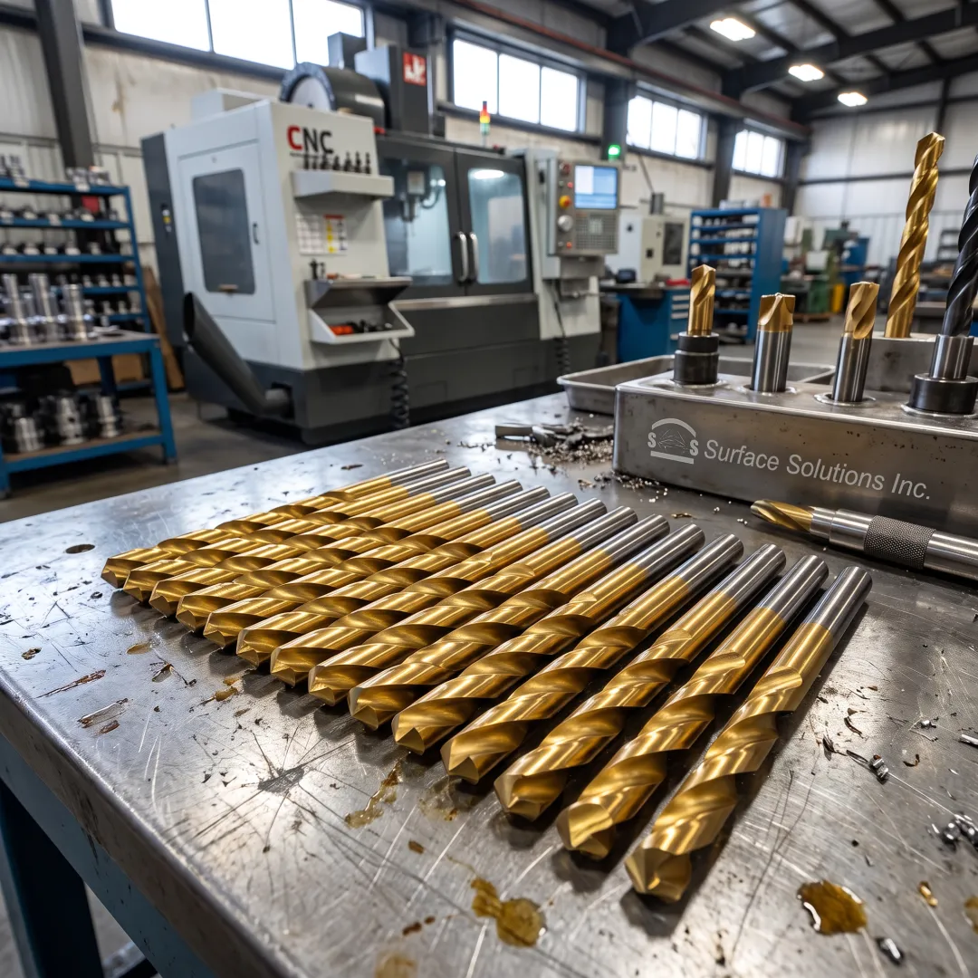 Gold TiN-coated industrial cutting tools