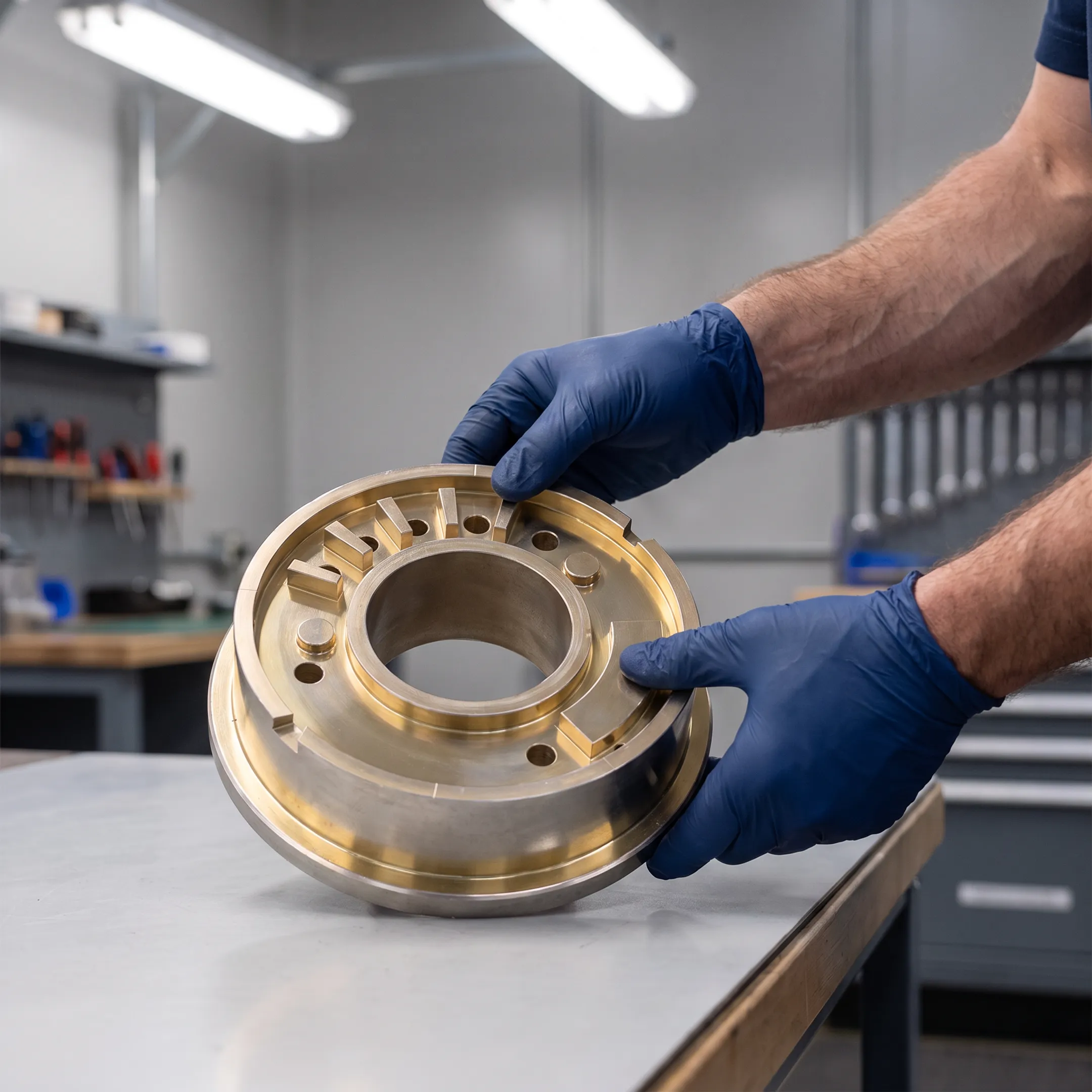 Technician inspecting coated tooling