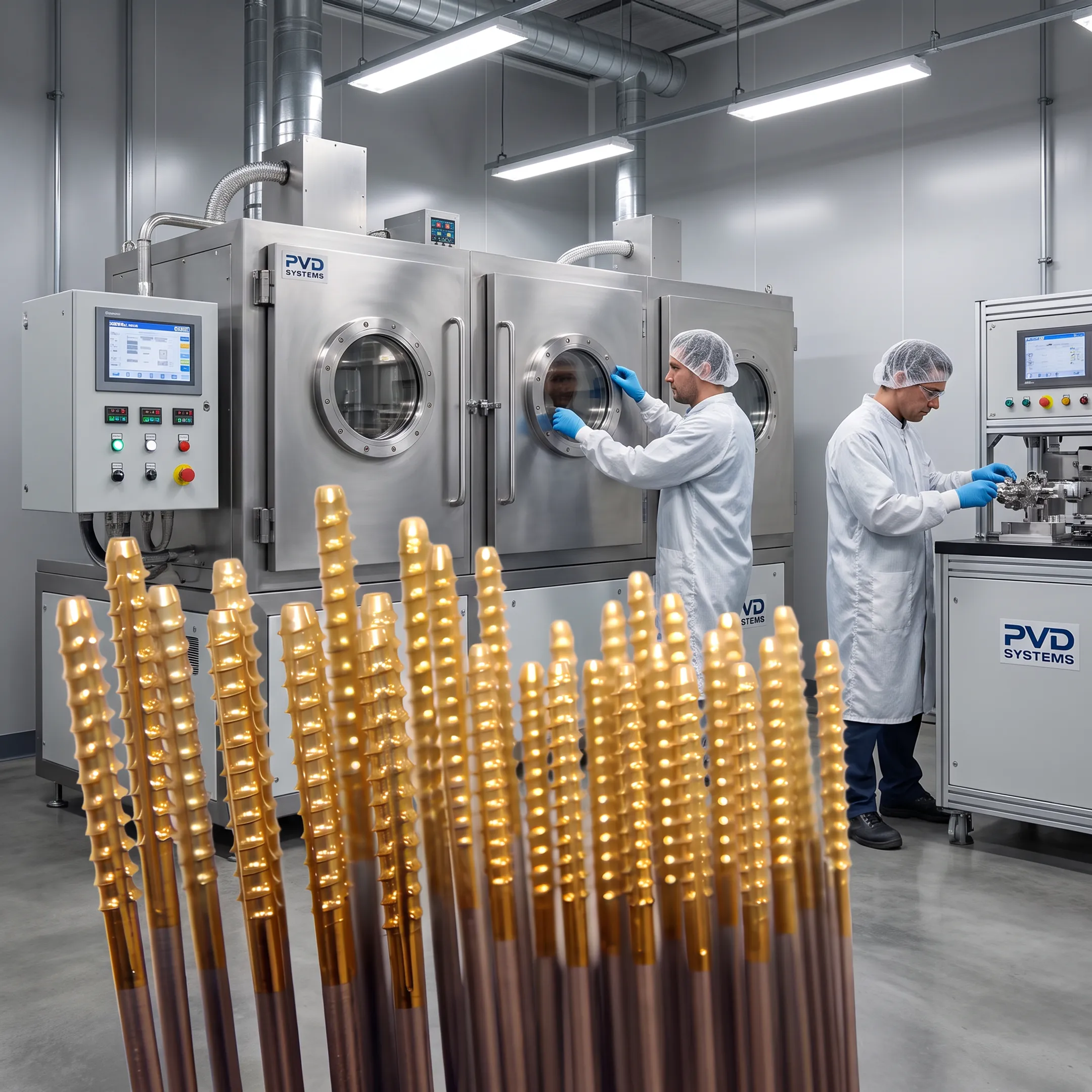 PVD-coated medical device components prepared for manufacturing