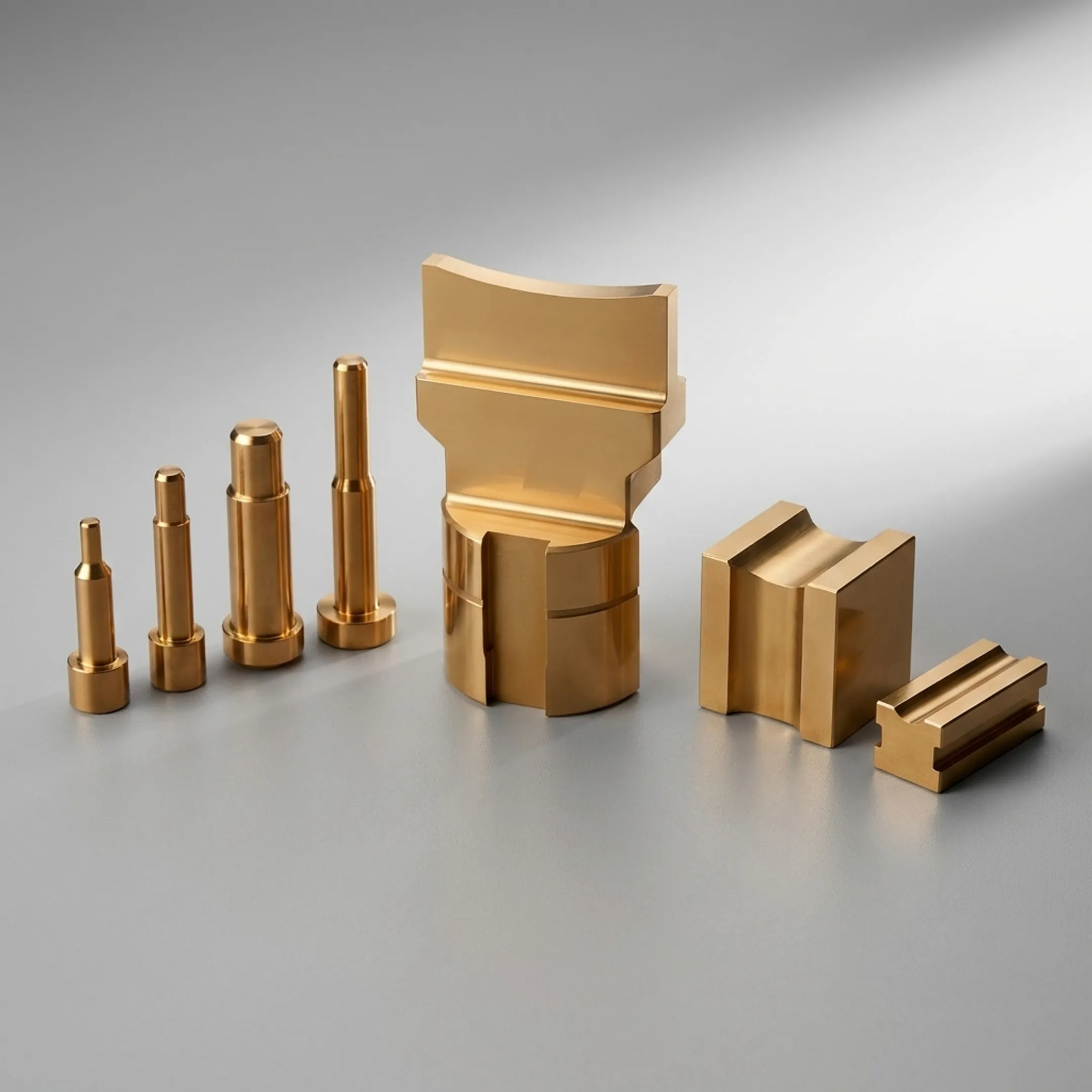PVD-coated punch pins arranged beside precision manufacturing tooling