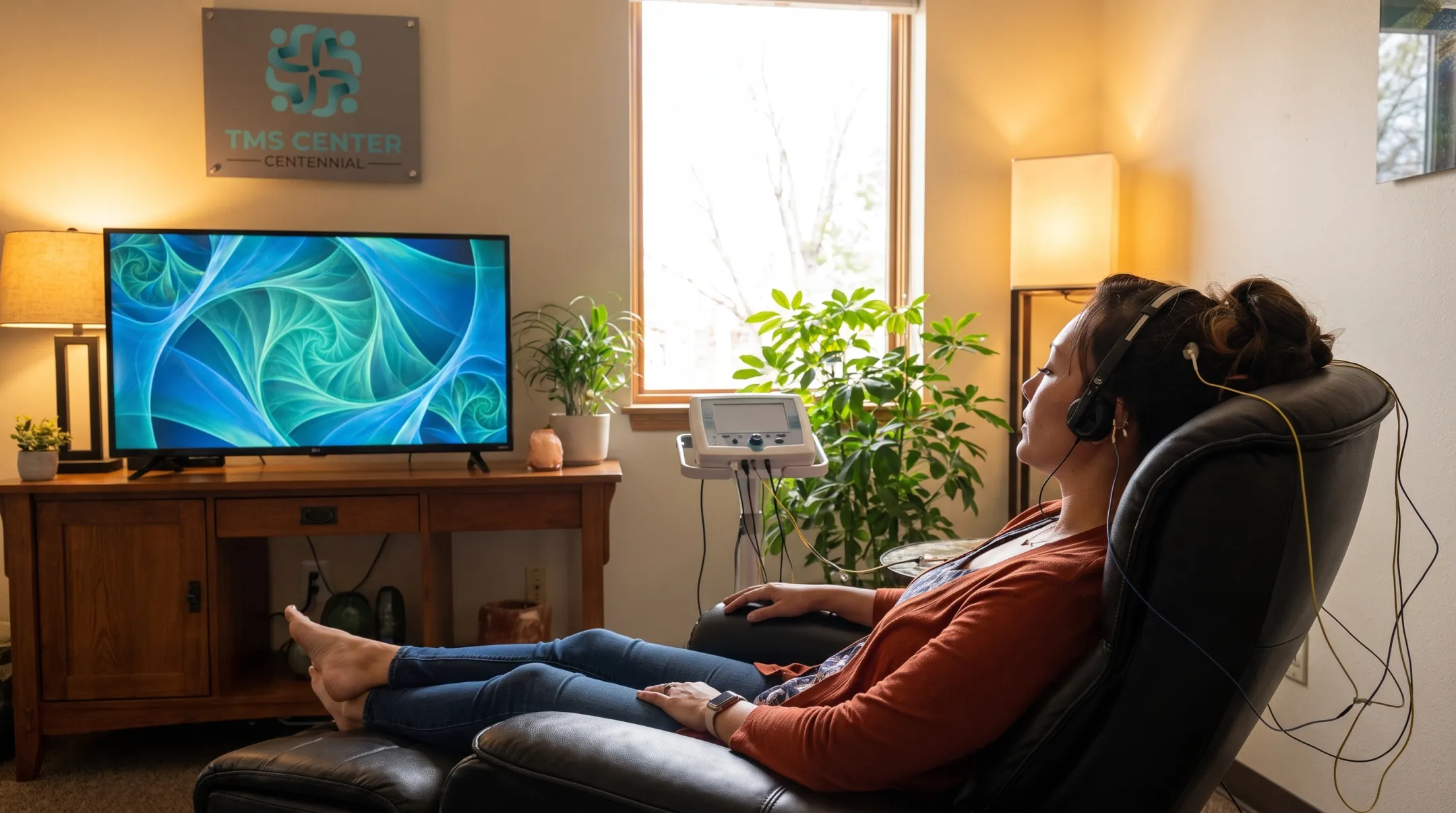 Neurofeedback therapy session using NeurOptimal system with sensors