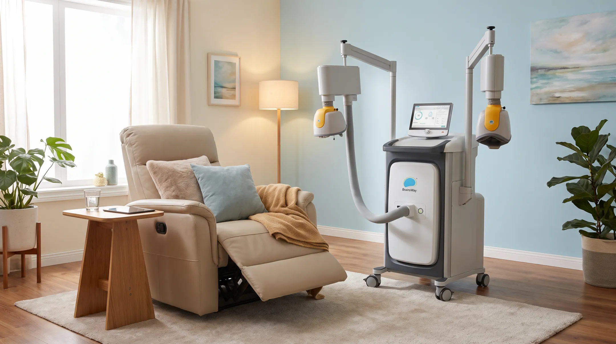 TMS Center Centennial treatment room with BrainsWay Deep TMS equipment