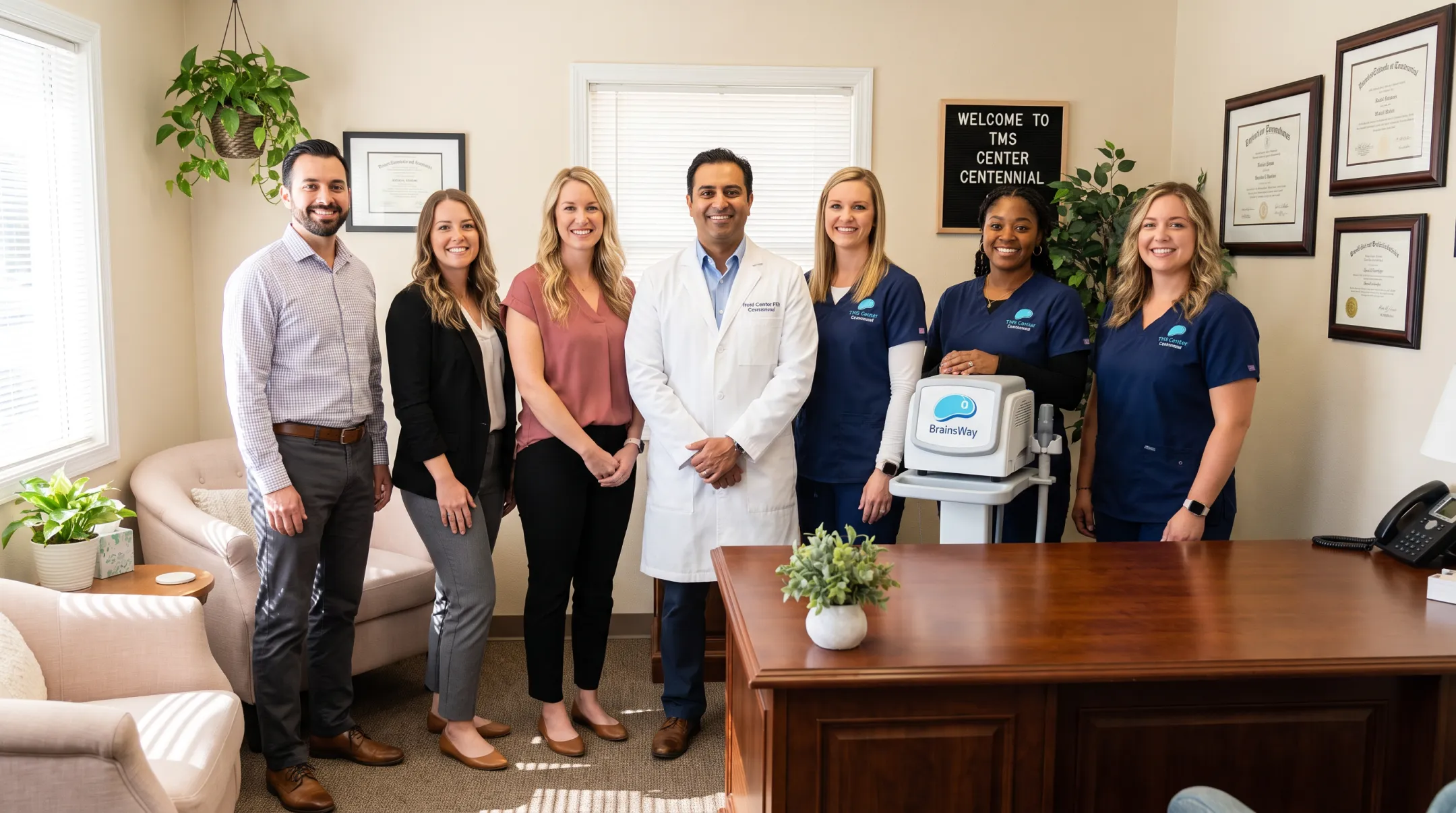TMS Center Centennial clinical team including psychiatrist and BrainsWay technicians