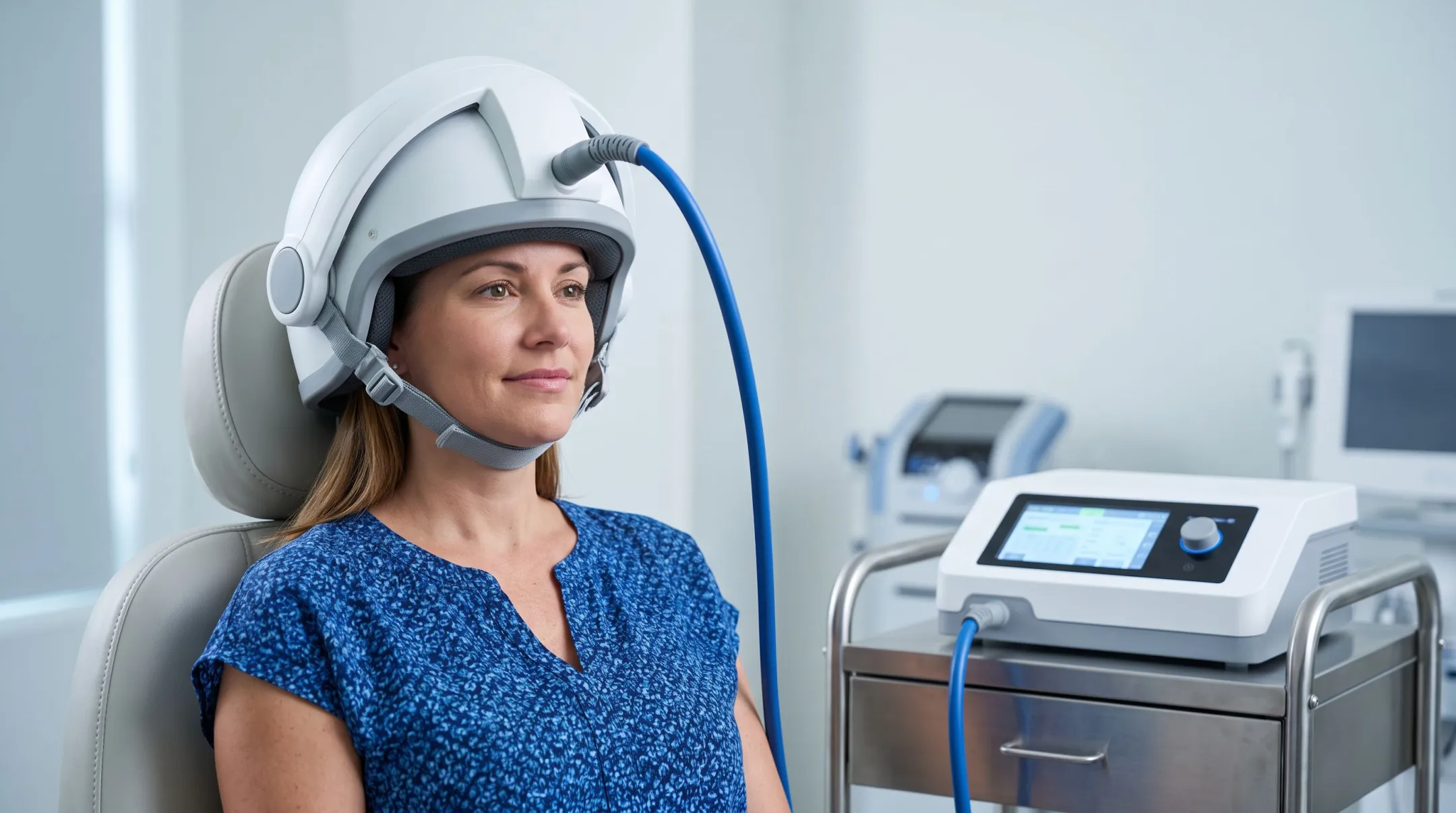 BrainsWay H7 coil helmet device used for Deep TMS therapy