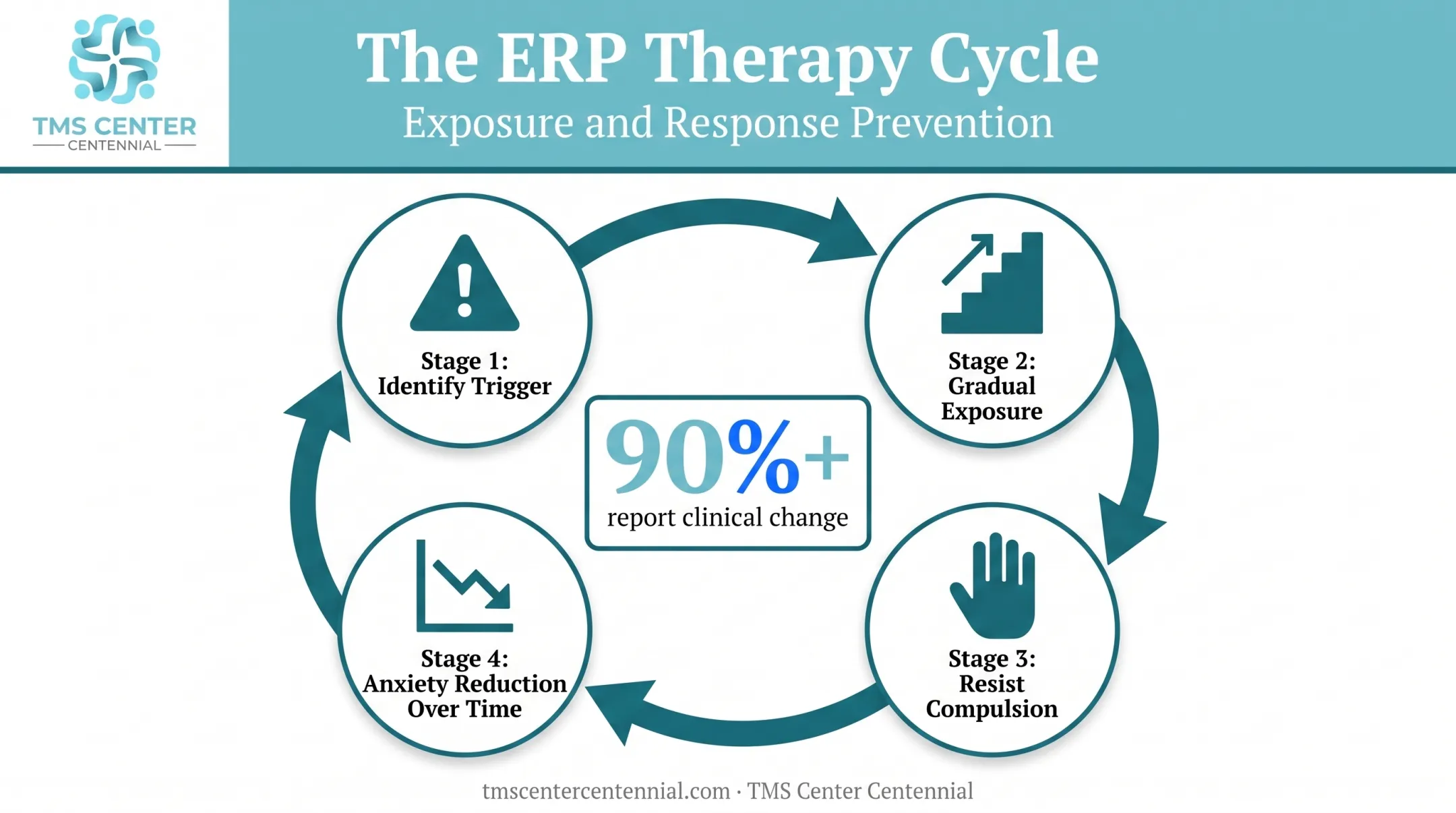 ERP therapy process showing gradual exposure and response prevention steps
