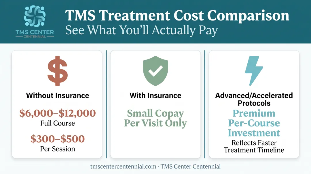 TMS therapy cost comparison across insurance status and protocol type