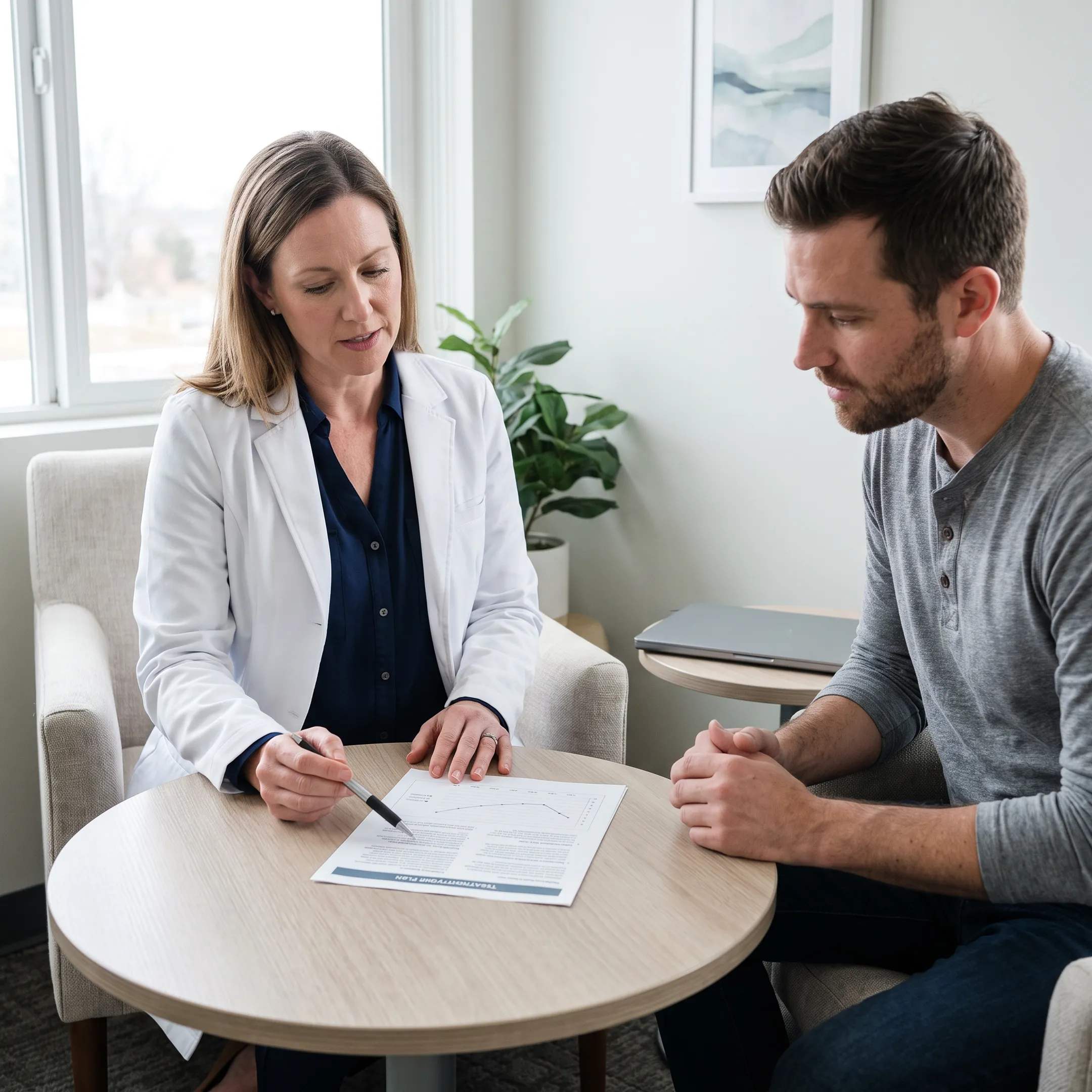 Clinician discussing a personalized TMS treatment plan