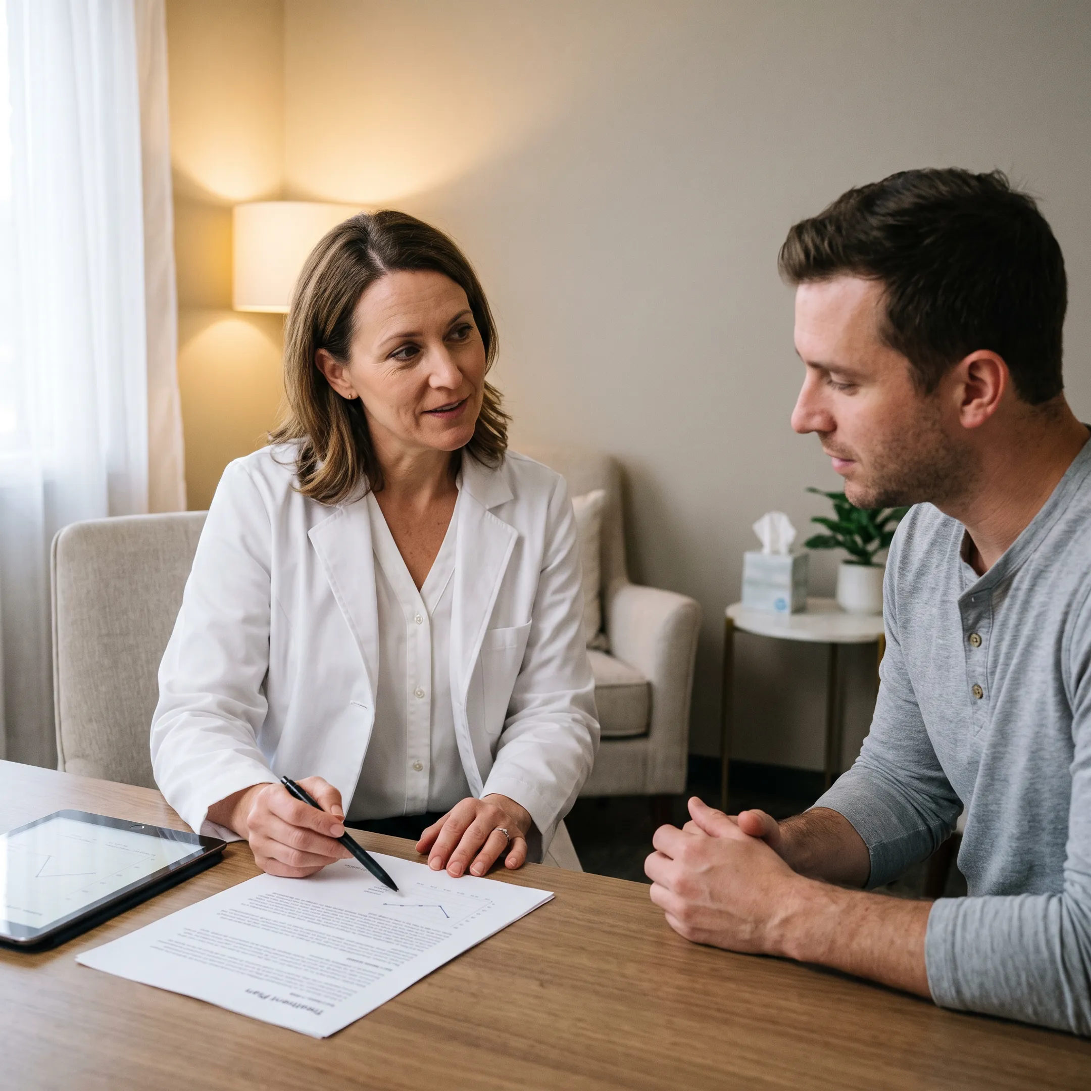 Clinician discussing a personalized TMS treatment plan