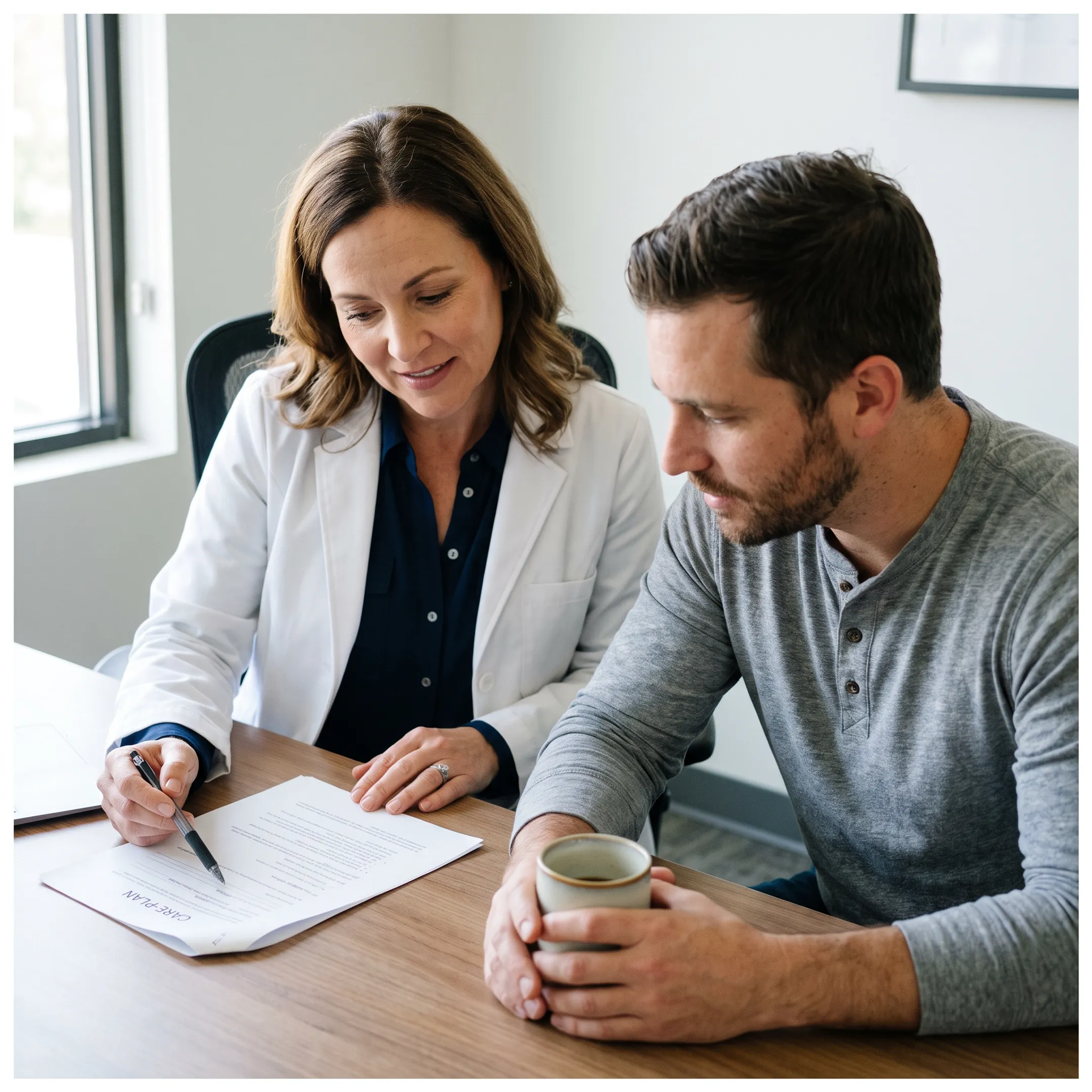 Clinician discussing a personalized TMS treatment plan with a patient