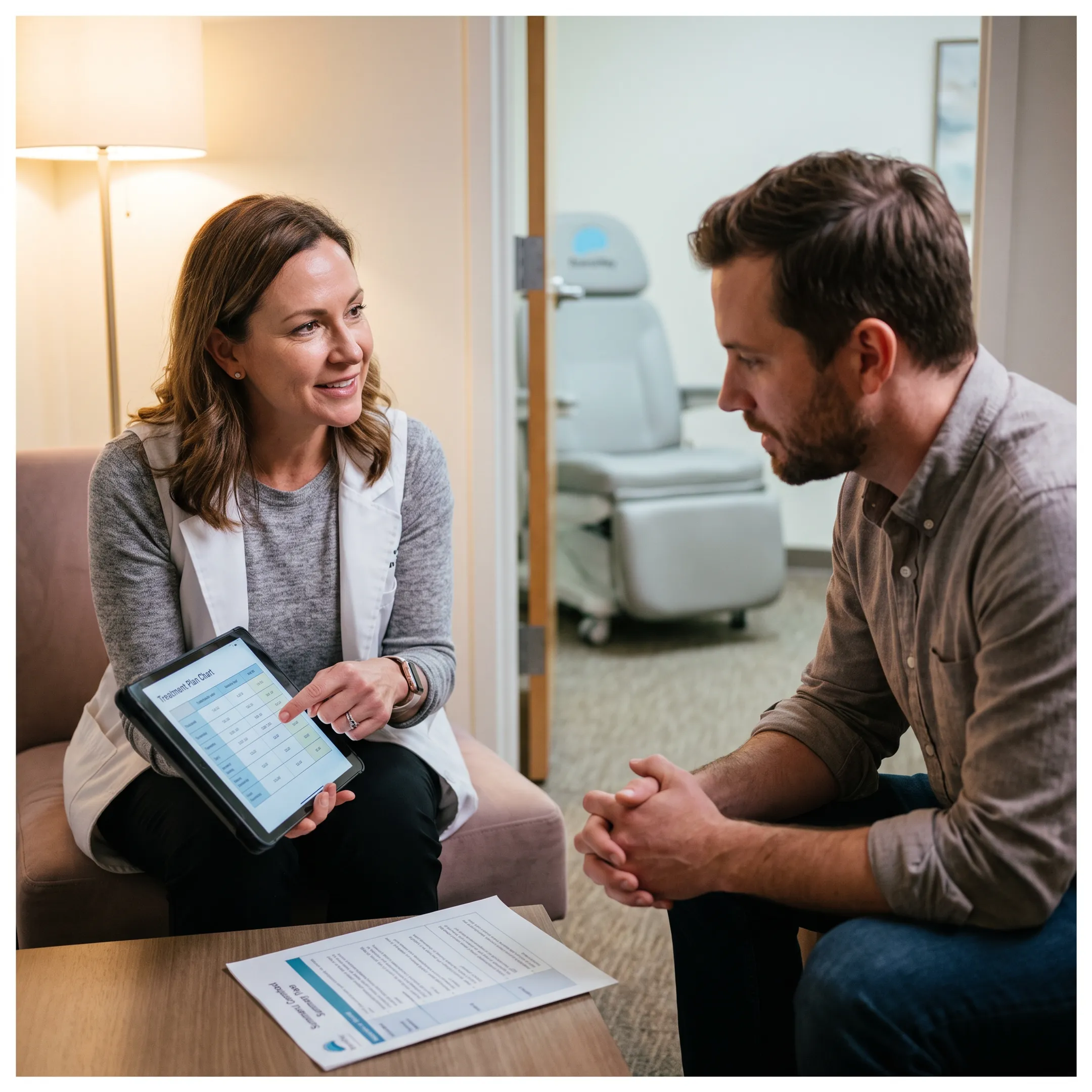 Clinician discussing a personalized TMS plan