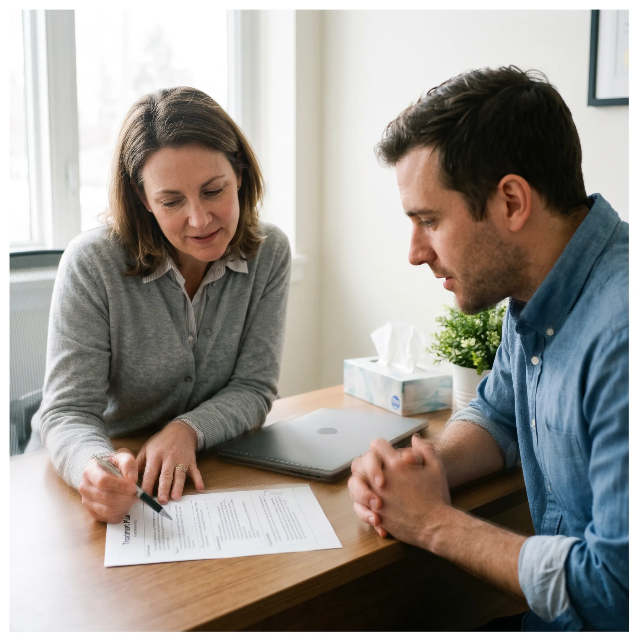 Clinician discussing a personalized depression treatment plan