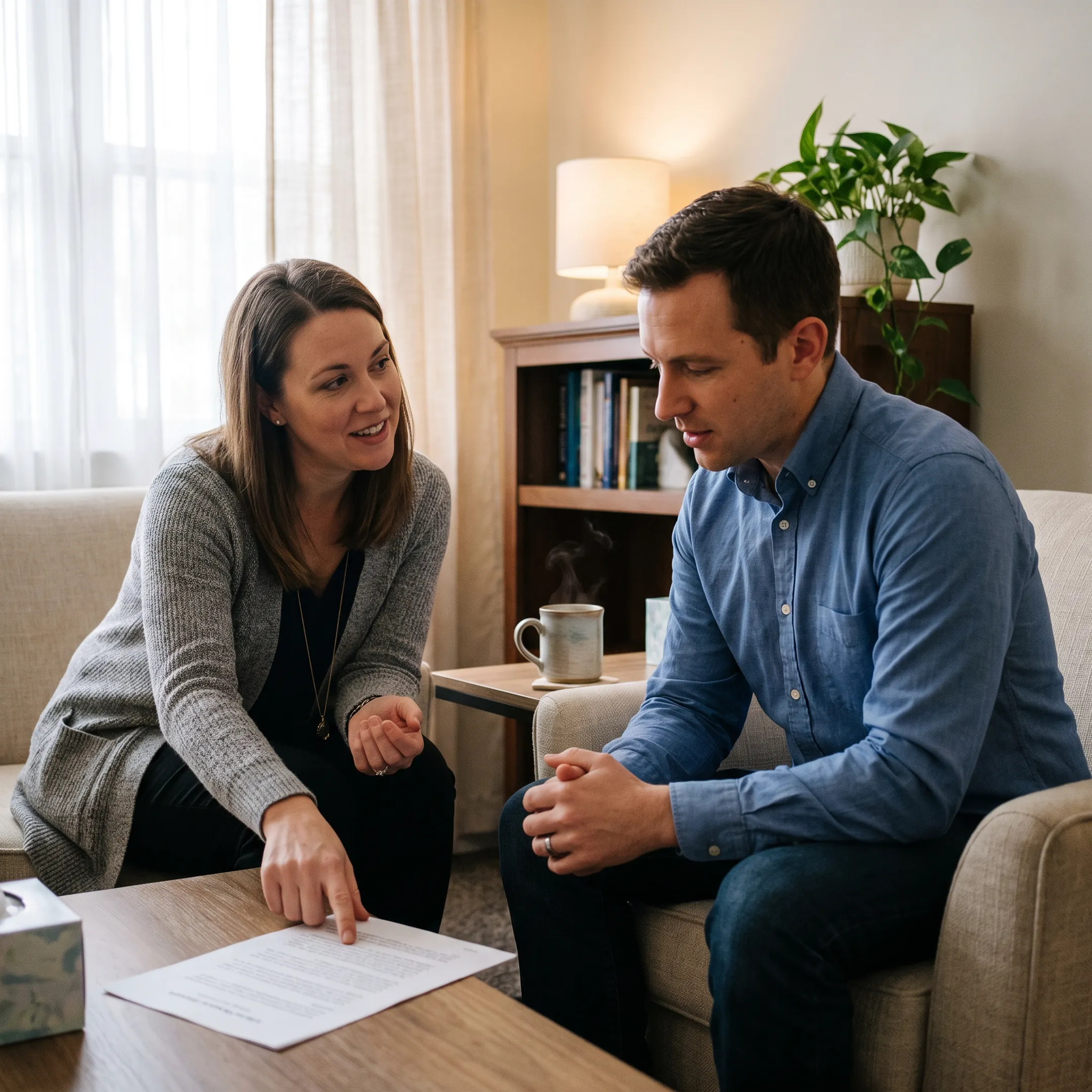 Clinician discussing a personalized TMS treatment plan with patient