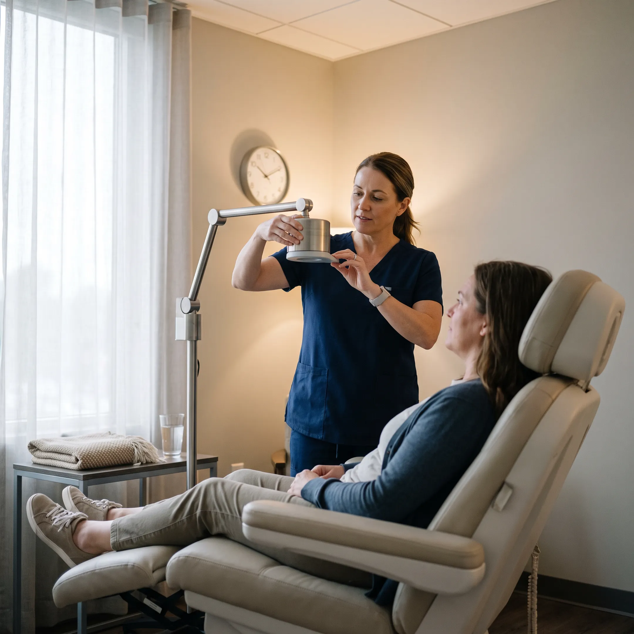 Clinician preparing Deep TMS treatment