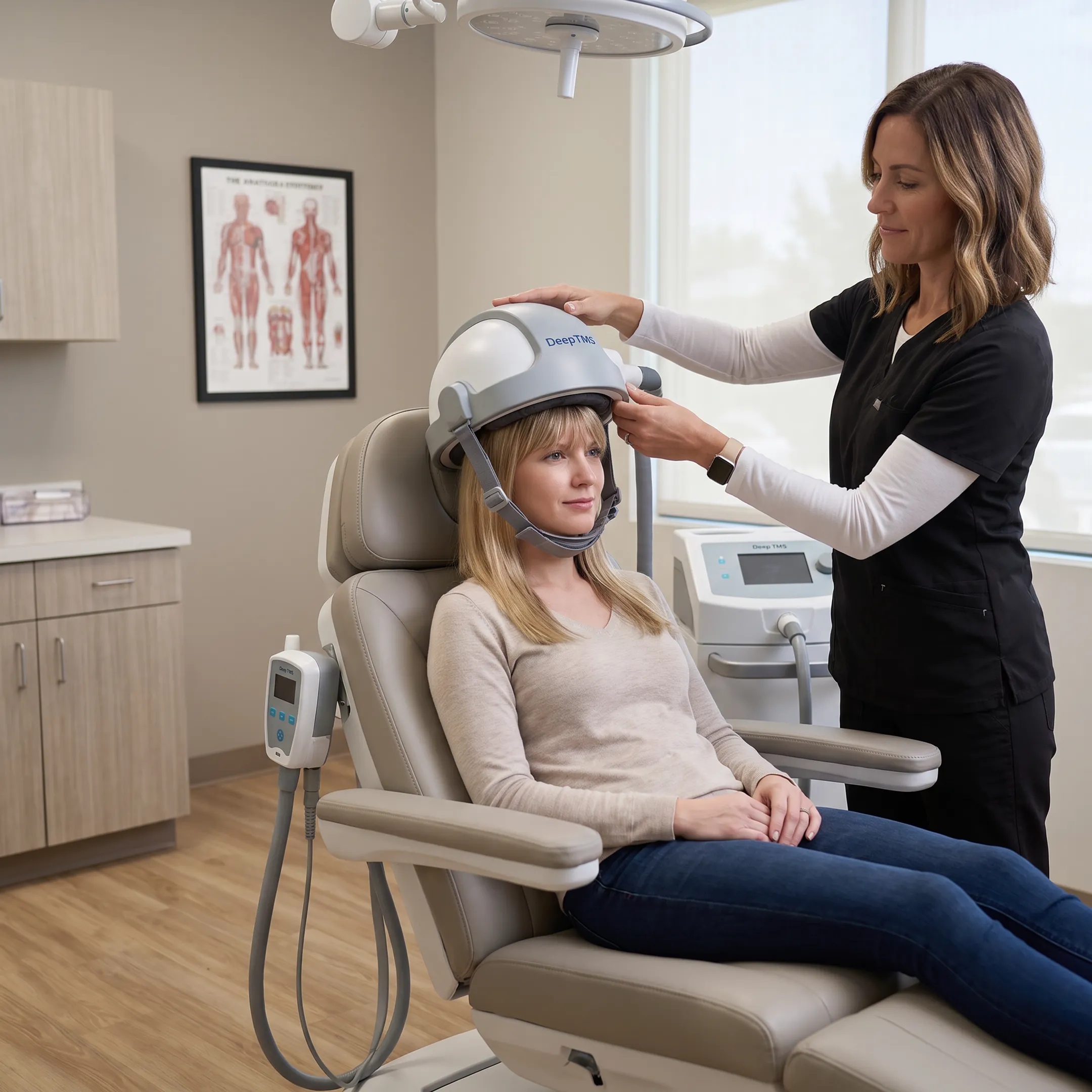 Patient receiving Deep TMS treatment