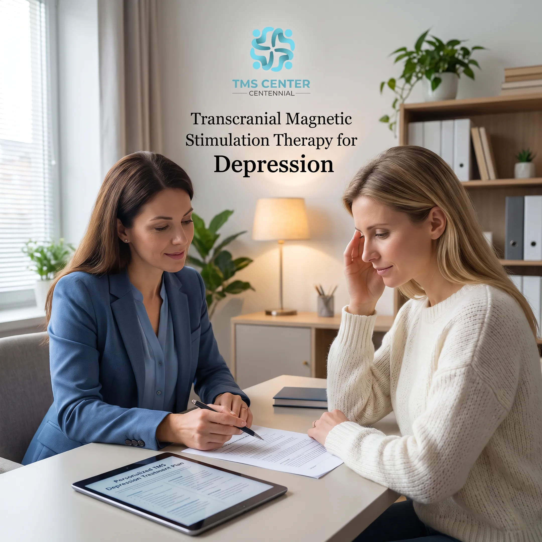 Clinician discussing a personalized TMS treatment plan