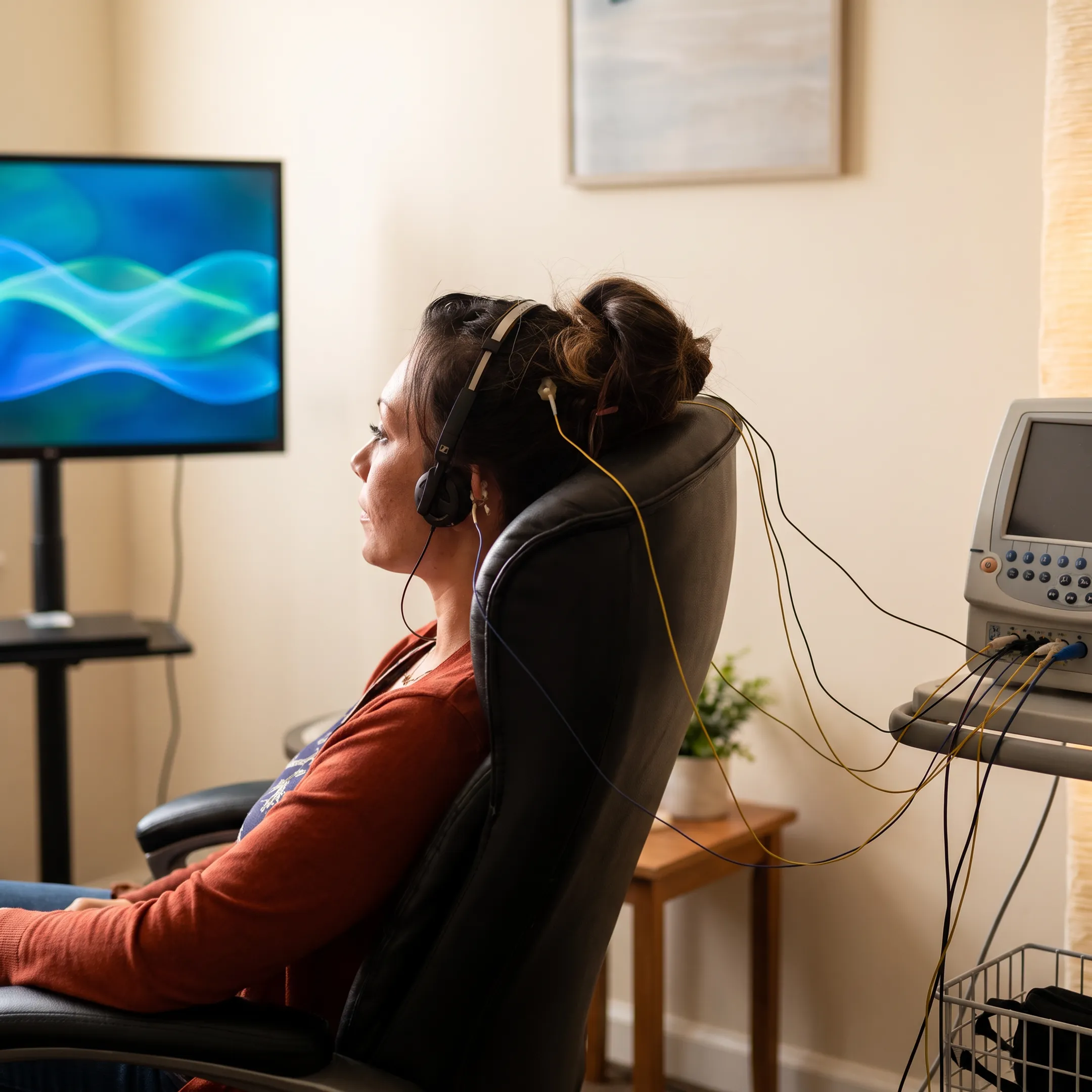 Relaxing neurofeedback therapy session
