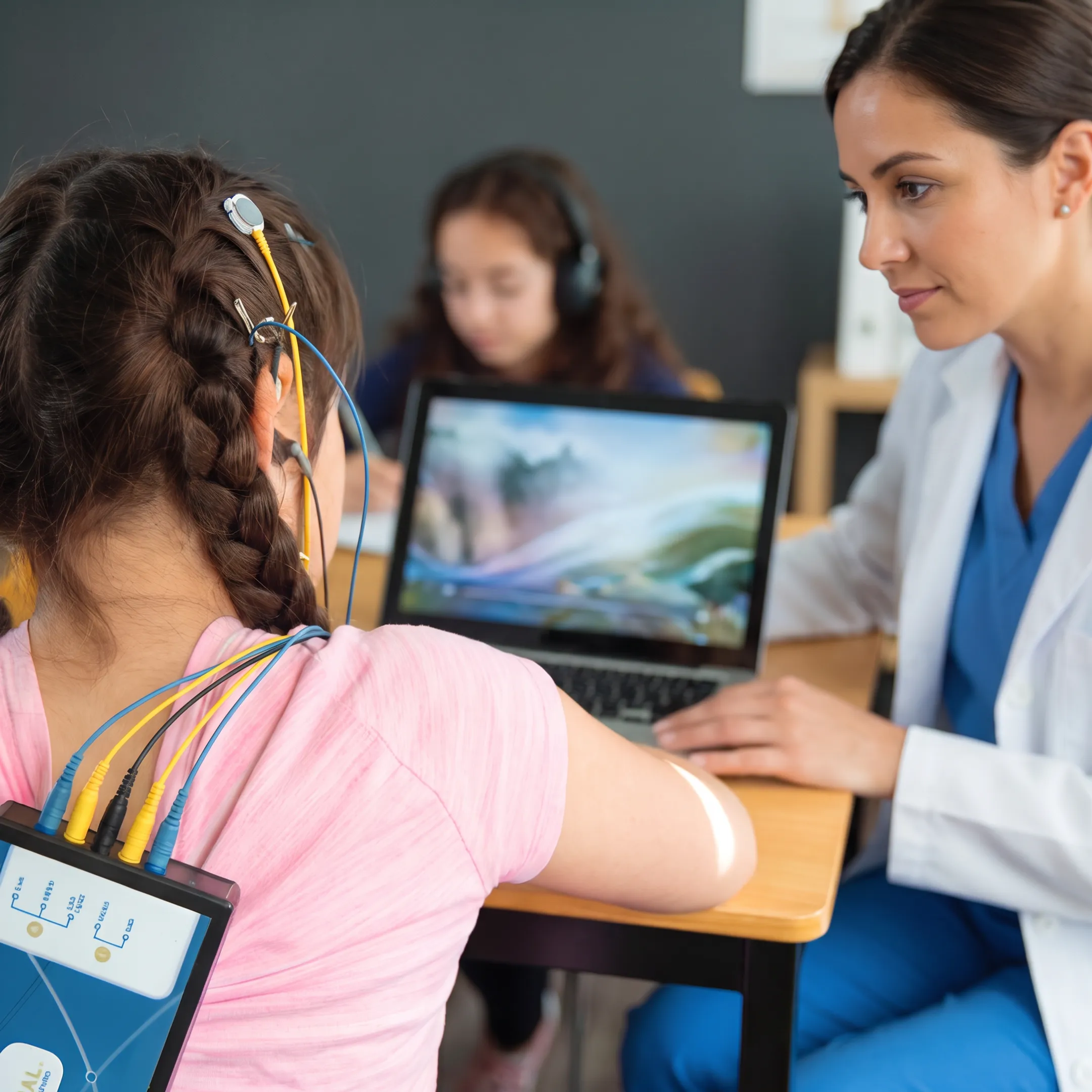 Patient receiving neurofeedback brain training