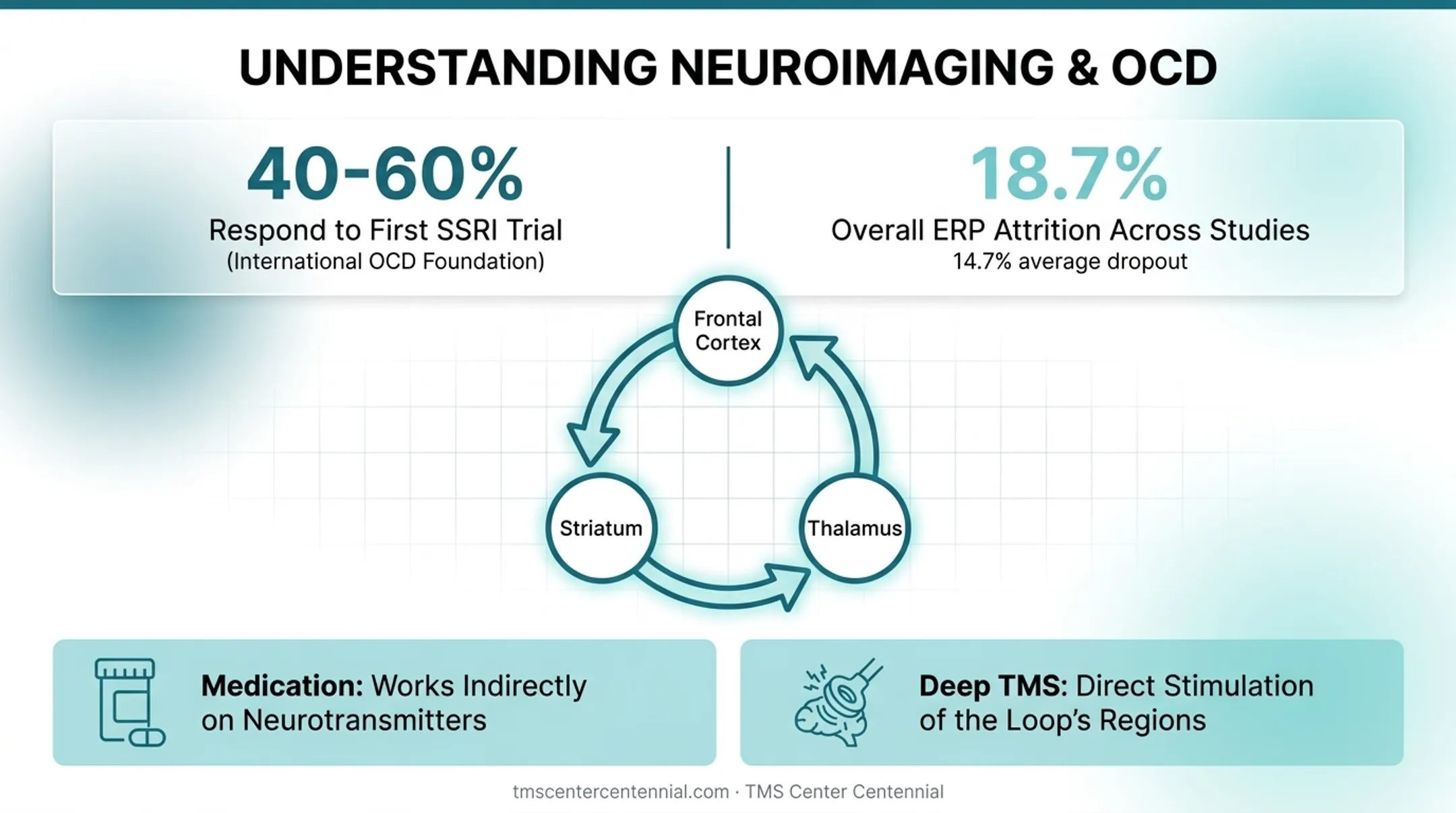 CSTC brain circuit loop diagram showing OCD dysfunction pathway