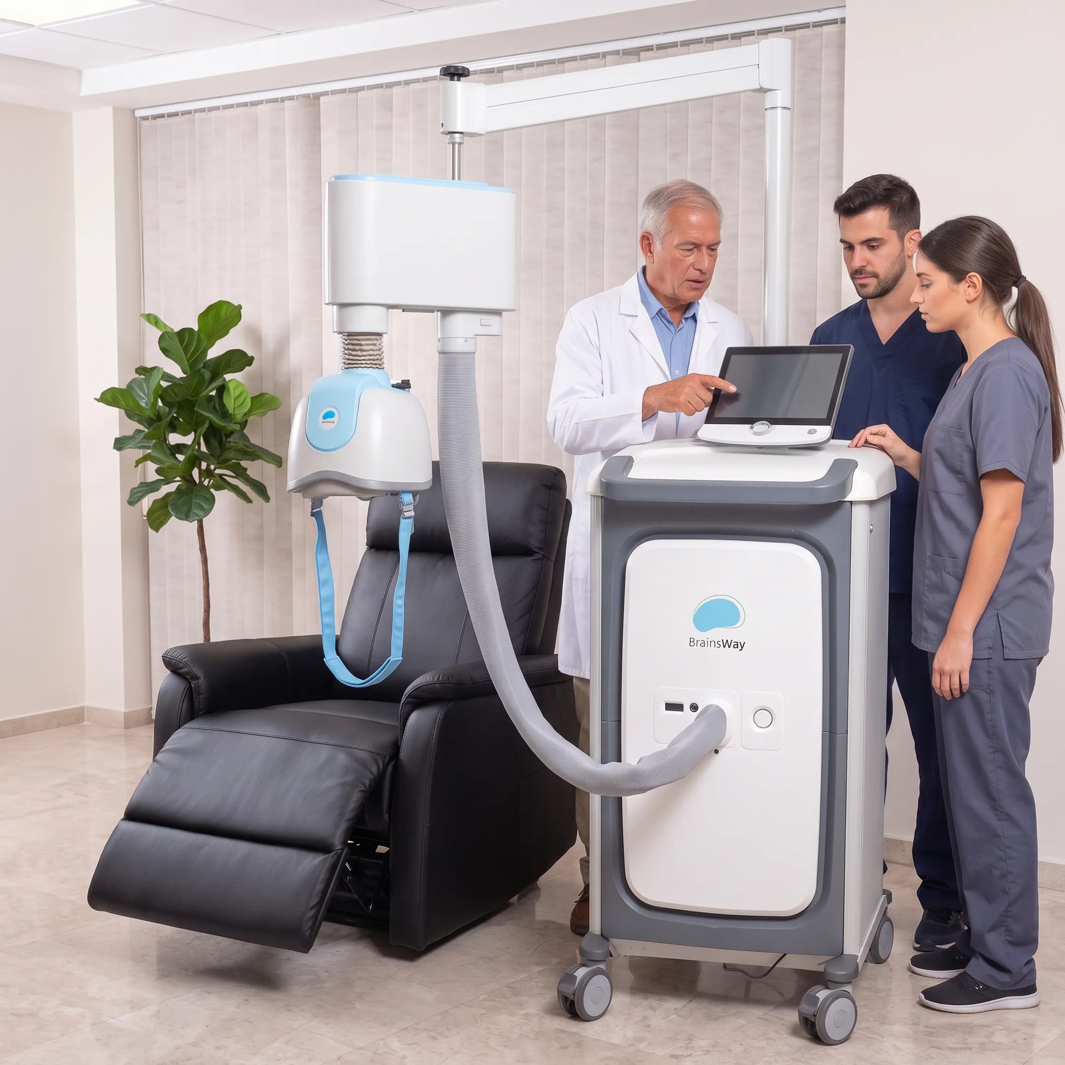 Clinician discussing TMS treatment plan with patient