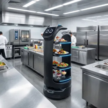 Service robot efficiently delivering multiple orders in catering environment
