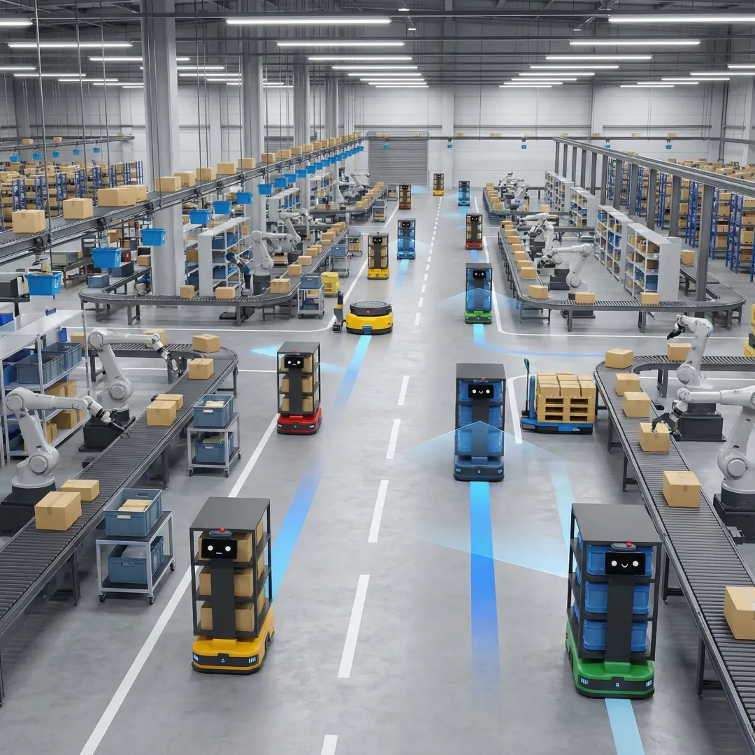 Robotic automation system efficiently organizing materials in warehouse